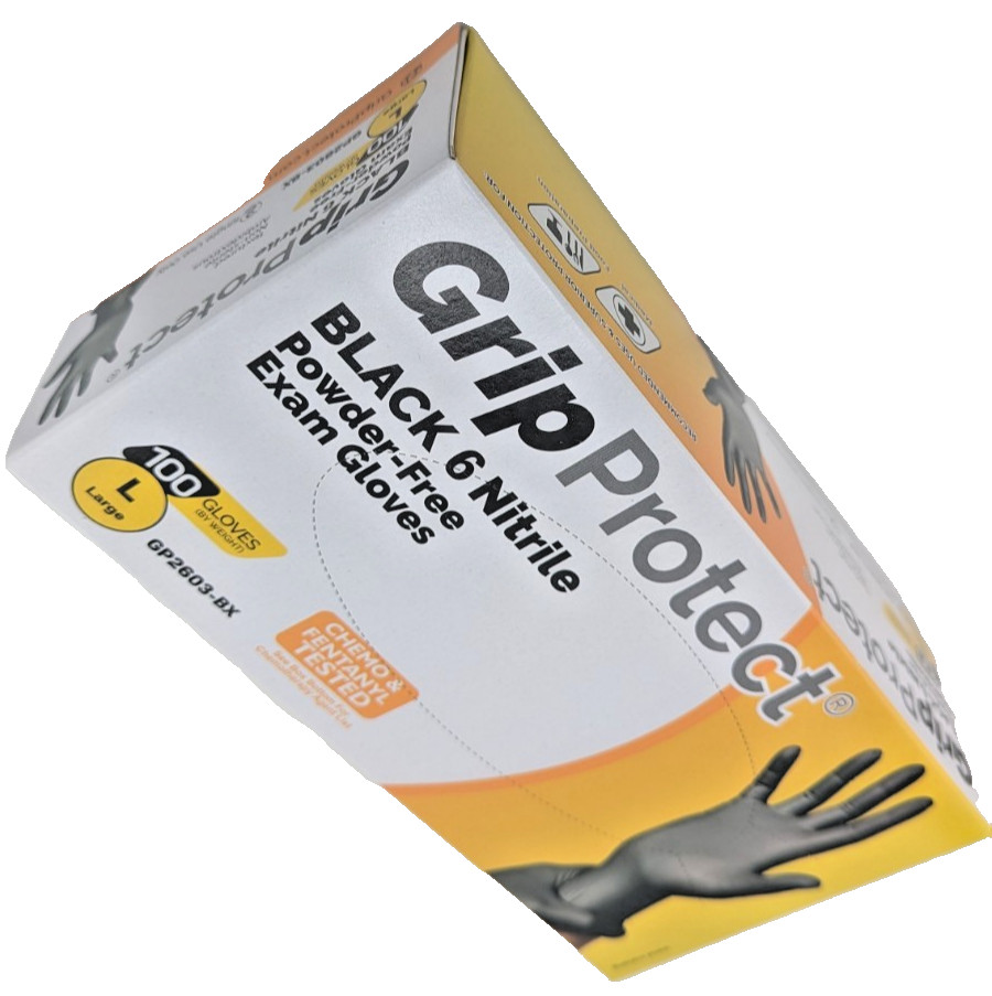 6 Mil BLACK Nitrile Powder-Free Exam Gloves Box of 100