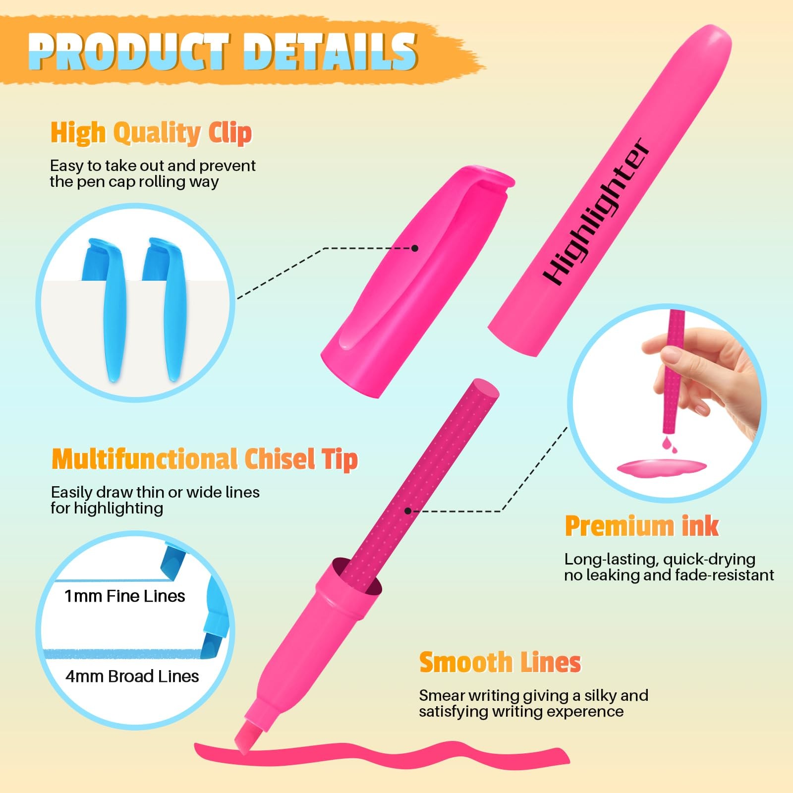 120 Pack Highlighters in 6 Assorted Colors, Chisel Tip Dry-Quickly Highlighte…