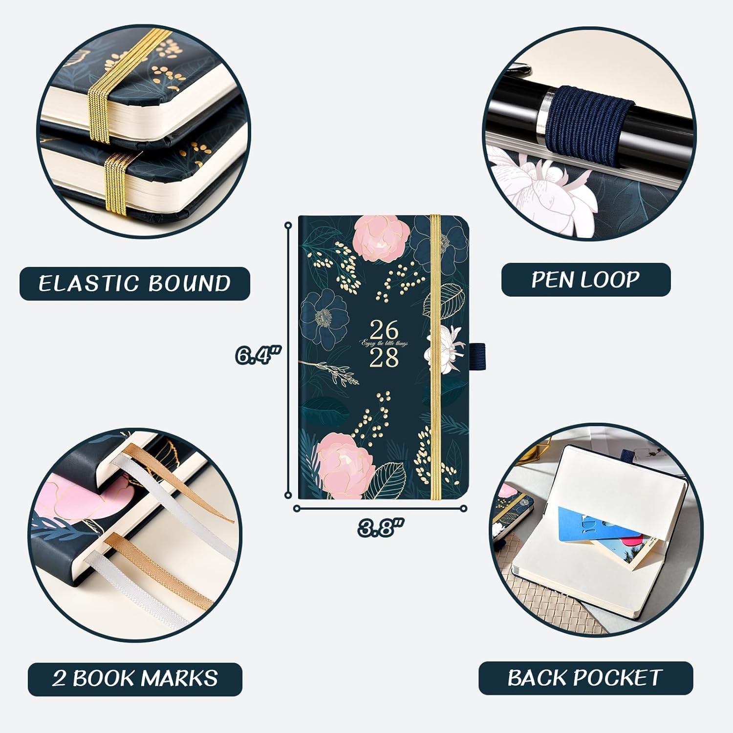 Stylish 2026-2028 Pocket Planner: Flexible 3- Monthly Planner, 6.3″ x 3.8″