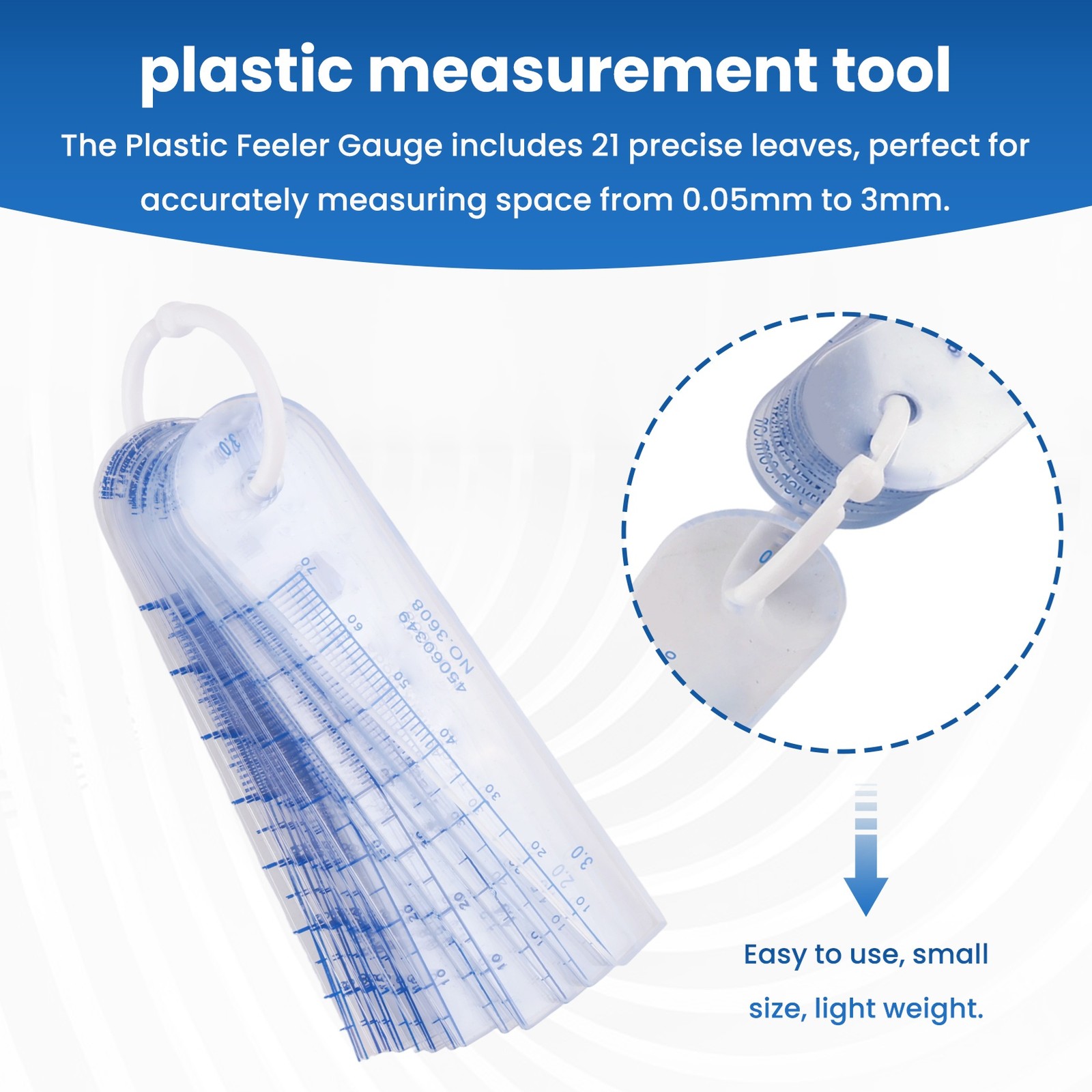 Plastic Feeler 0.05mm to 3mm Metric -Measuring Tool 21 Leaf Z5L91167