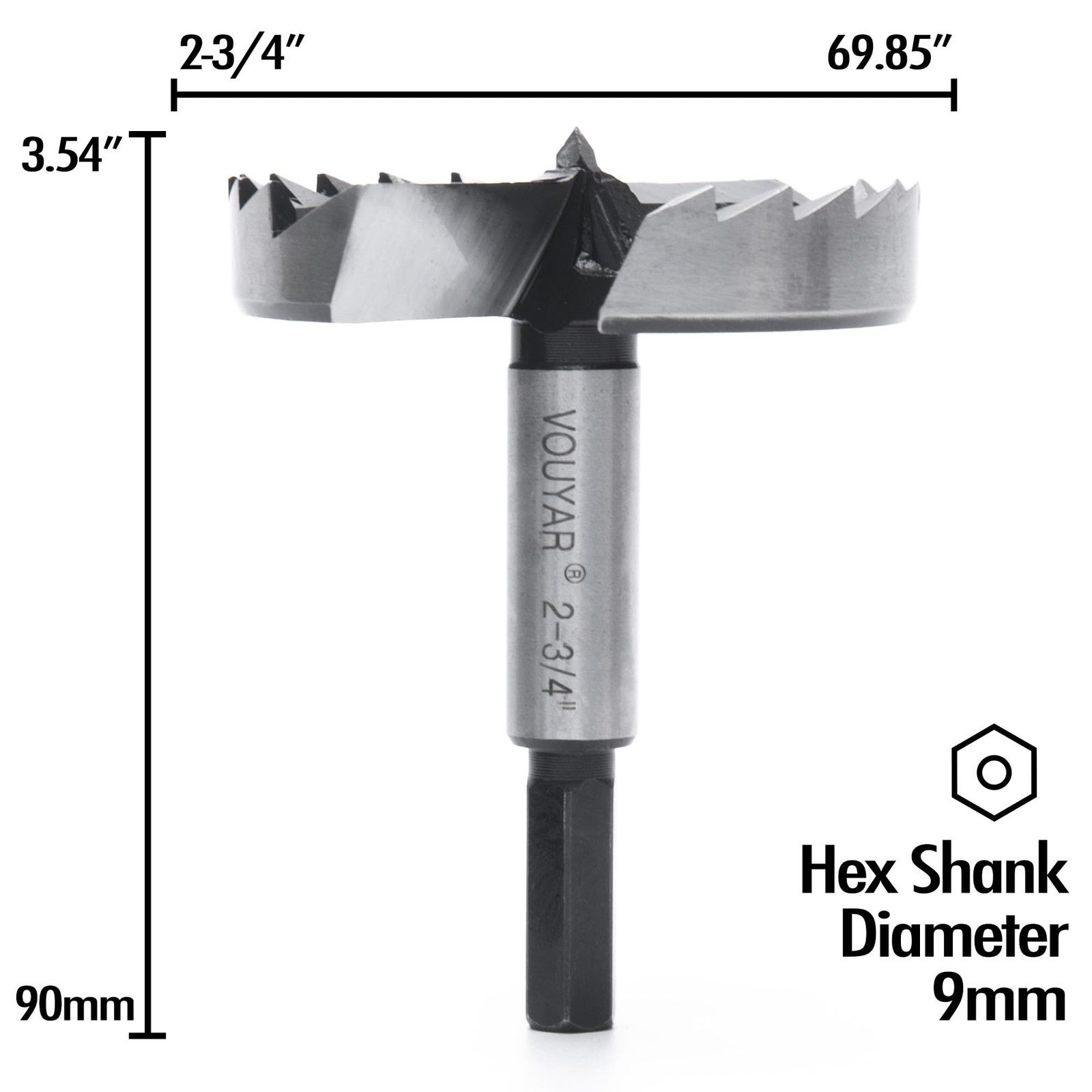 2-3/4 Inch Forstner Drill Bit, Saw Toothed Forstner Bit for Hard Wo… Fast Ship