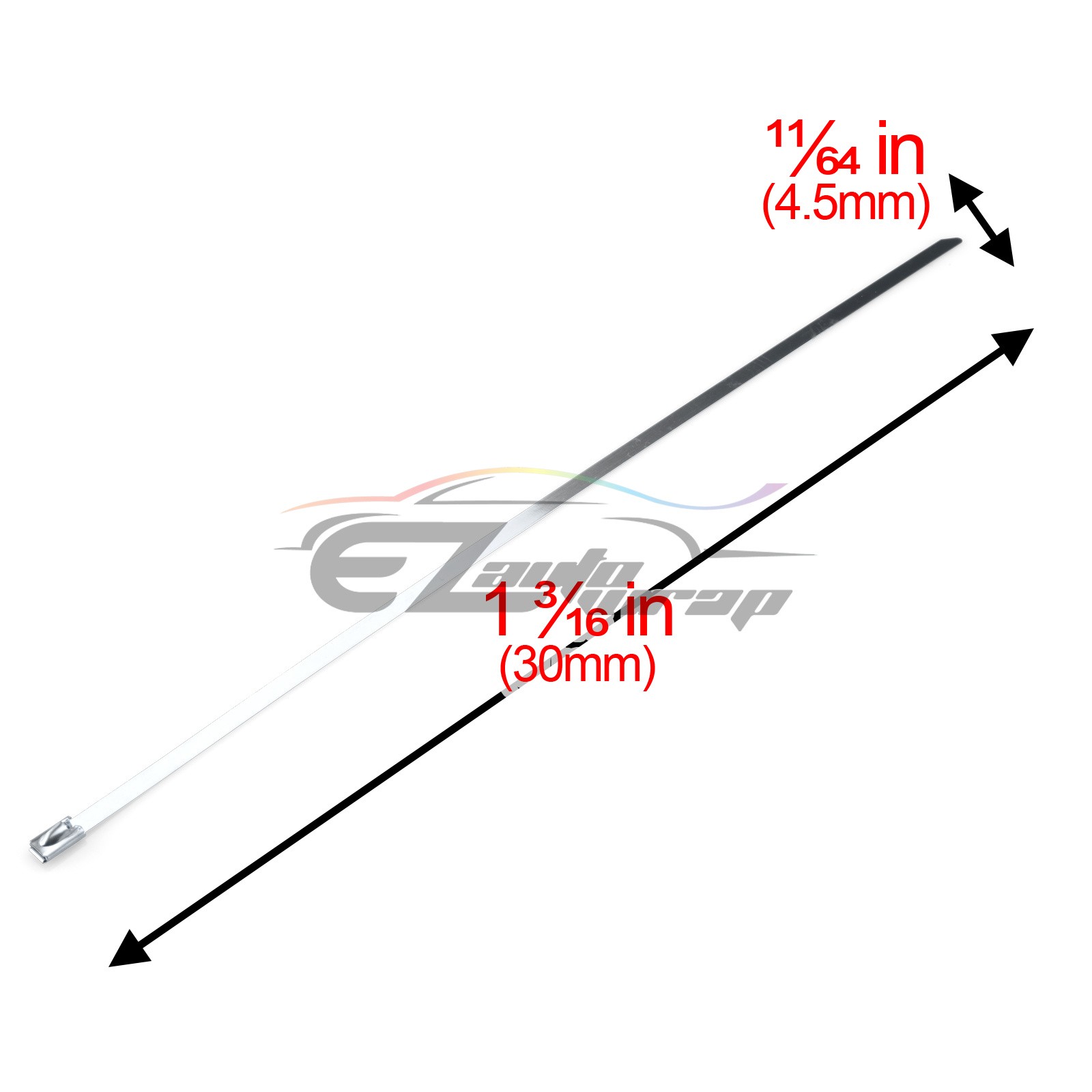 12″ 304 Stainless Steel Metal Zip Tie Strap Cable Exhaust Turbo Wrap Intake Lock