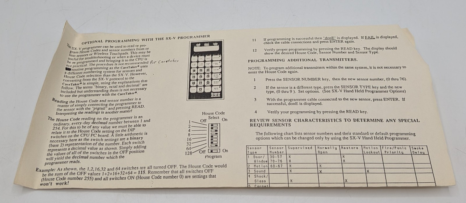 GE ITI SX-V Handheld Security System Sensor Programmer 60-083