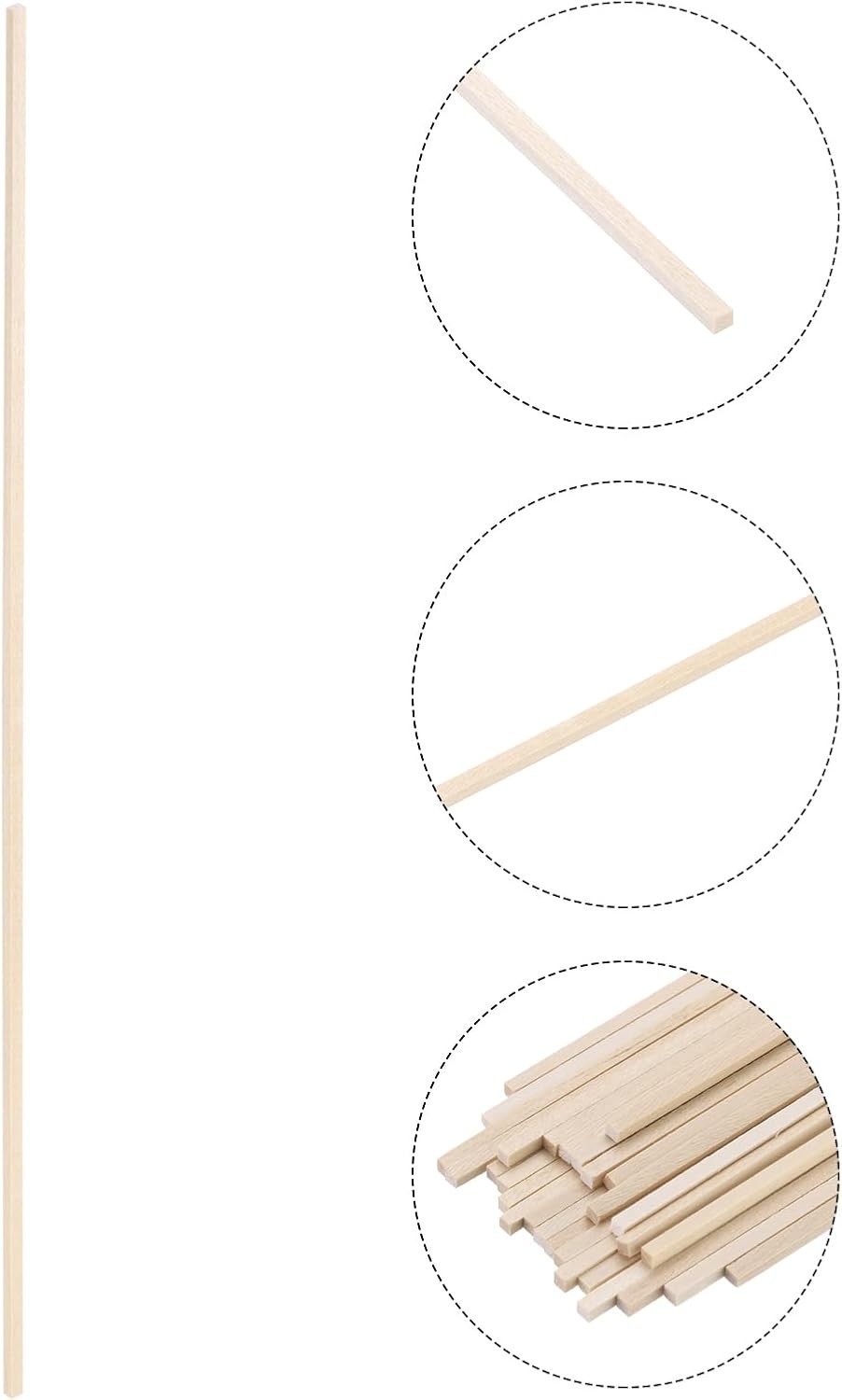 20pcs Wood Sticks, 1/8″x 1/8″ x 12″ Rectangle Wooden Cube Wood Square Dowel Rods