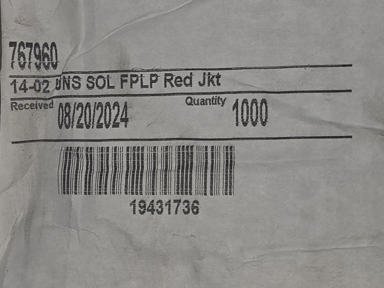 Fire Alarm Cable 14/2 FPLP Plenum Rated Solid Copper Red Approx 700 Ft Free Ship