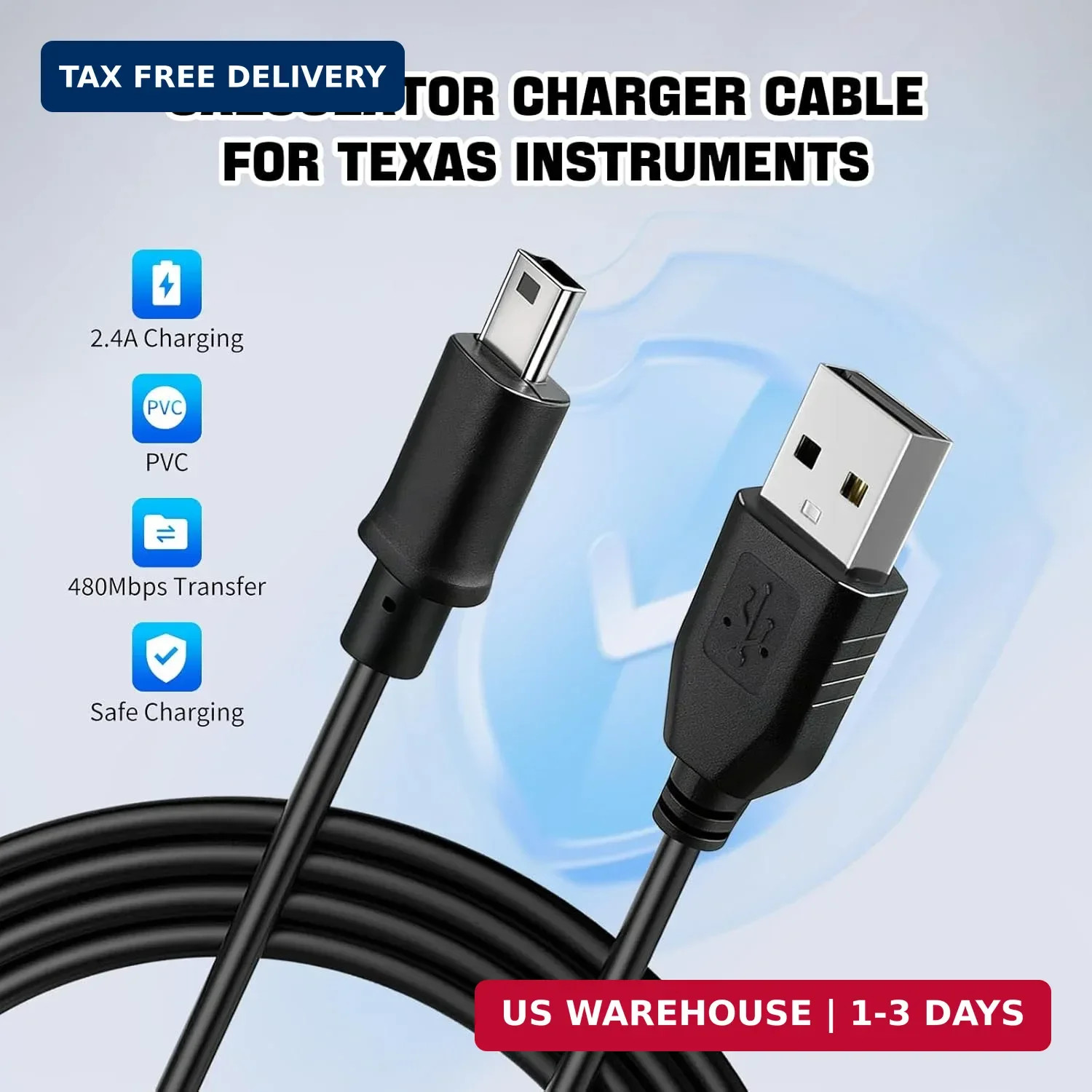 Ti-84 Plus ce Charger, ti84 Charger Cable for Texas Instruments Black