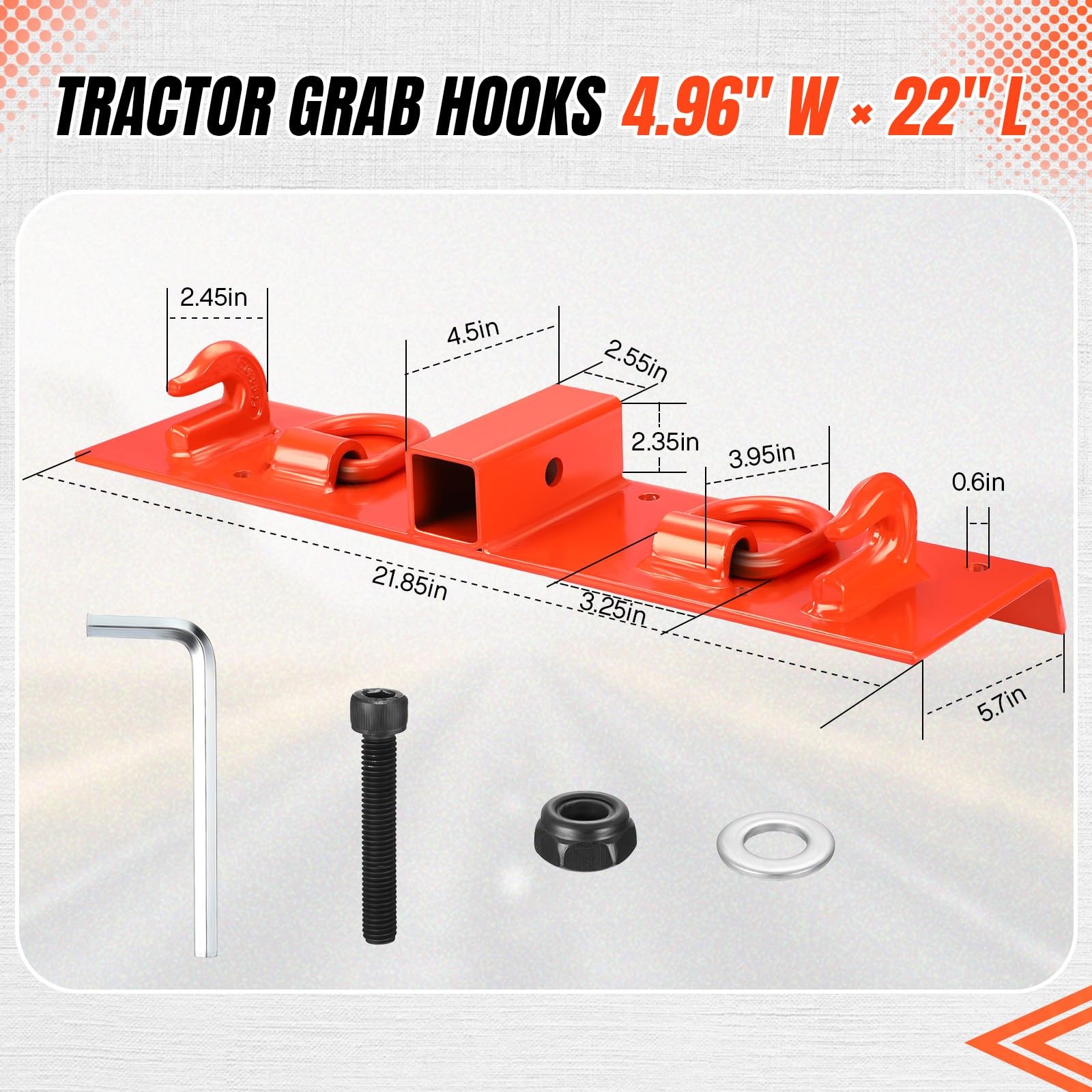 Tractor Grab Hooks Bolt On Compact Tractor Bucket Hooks w/ D Rings & 2″ Receiver