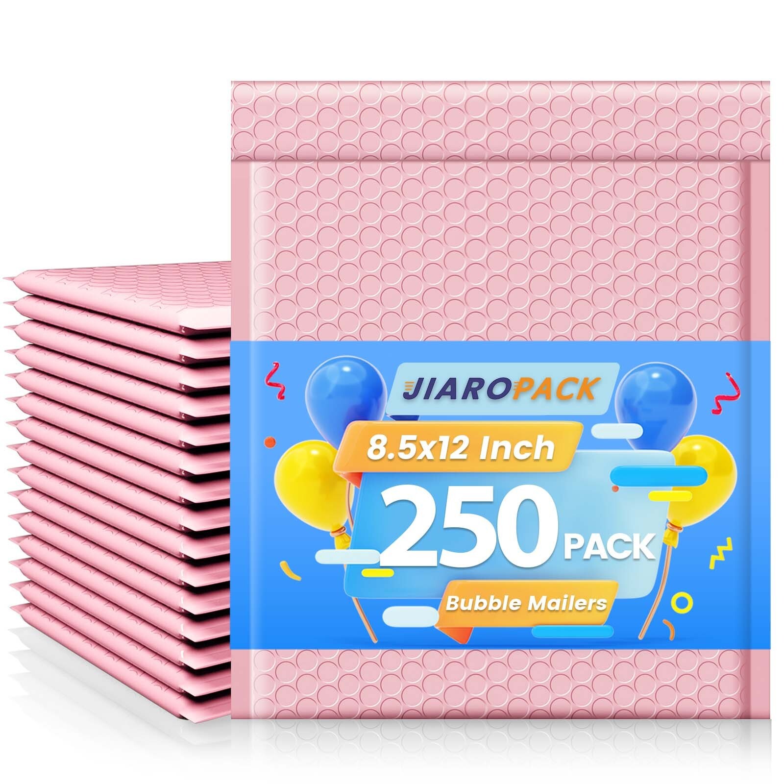 Poly Bubble Mailers 8.5×12 250pc Padded Envelope 8.5×11 Bubble Bag #2 Light Pink