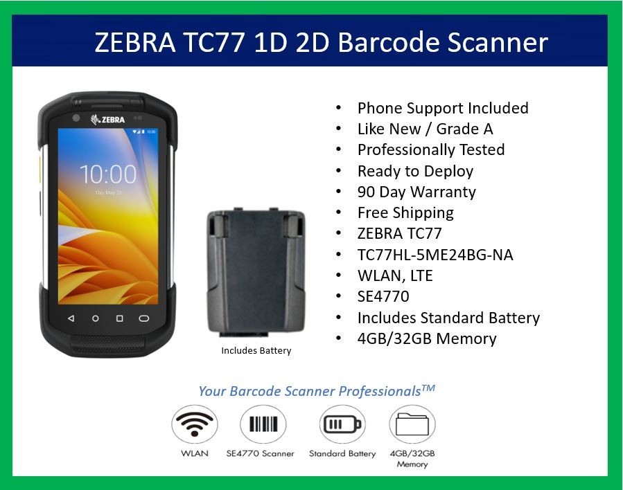 ✅Zebra TC77 Android 14 1D/2D/QR Scanner TC77HL-5ME24BG-NA Warranty⭐⭐⭐