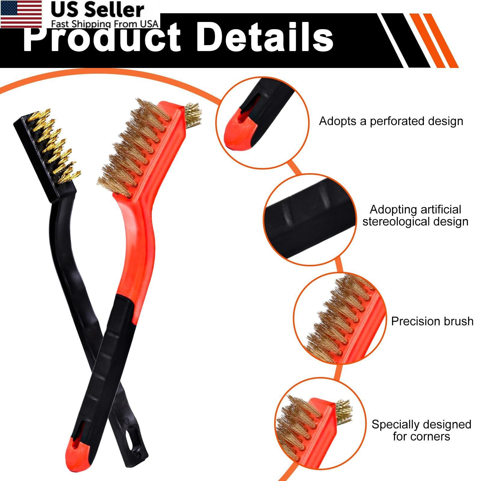 Wire Brush Set 6 Pcs Cleaning Tool Stainless Brass Nylon for Rust Removal USA