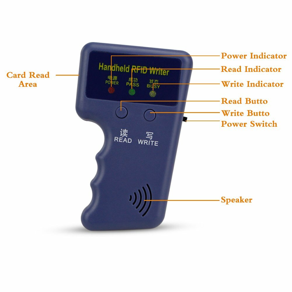 Handheld RFID Card Copier ID Key Reader Writer 125KHZ Duplicator Cloner 5 Tags