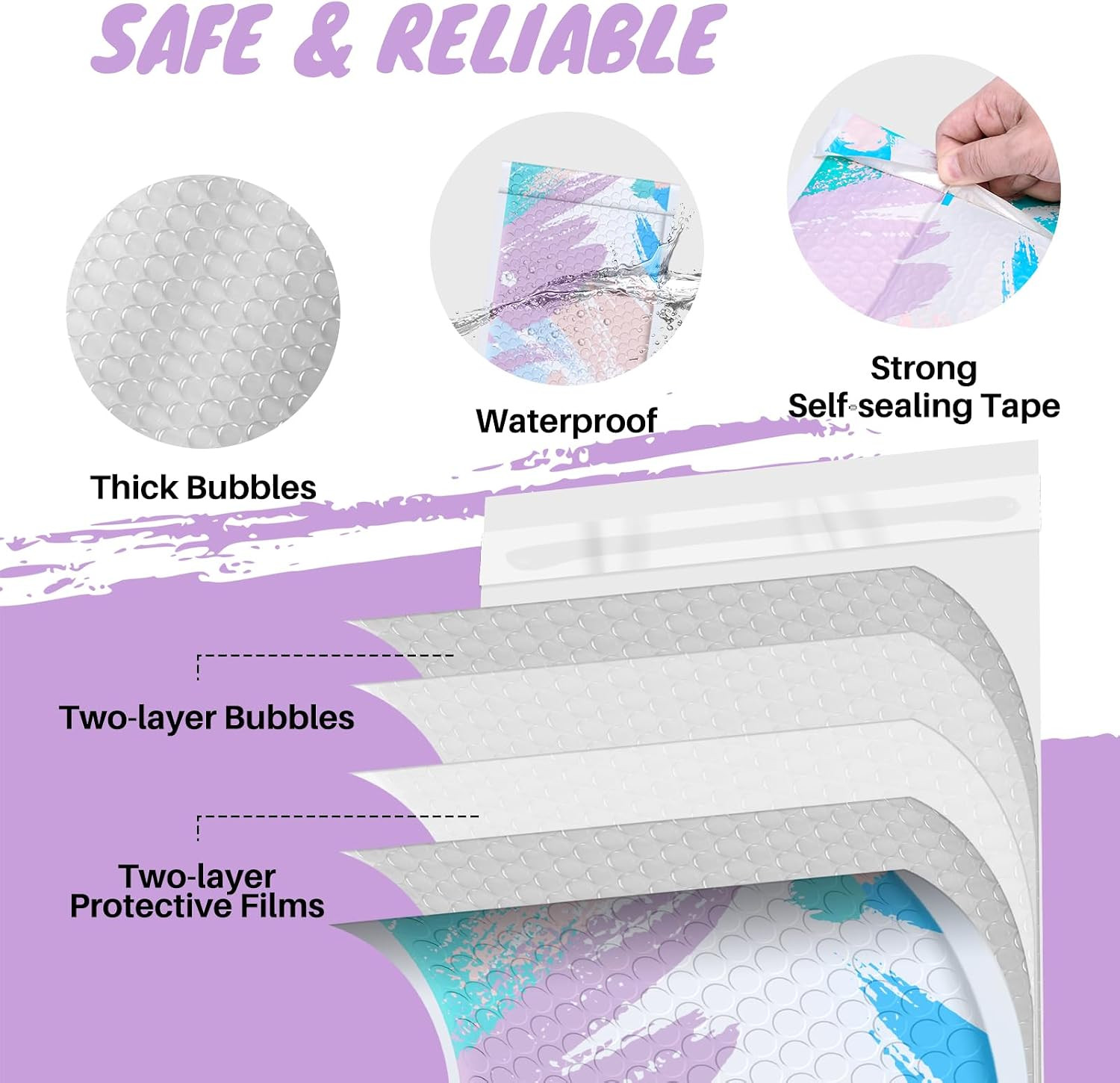 Bubble Mailers 6X10″ Watercolor Padded Envelopes 100 Pack Self Seal Bubble Envel