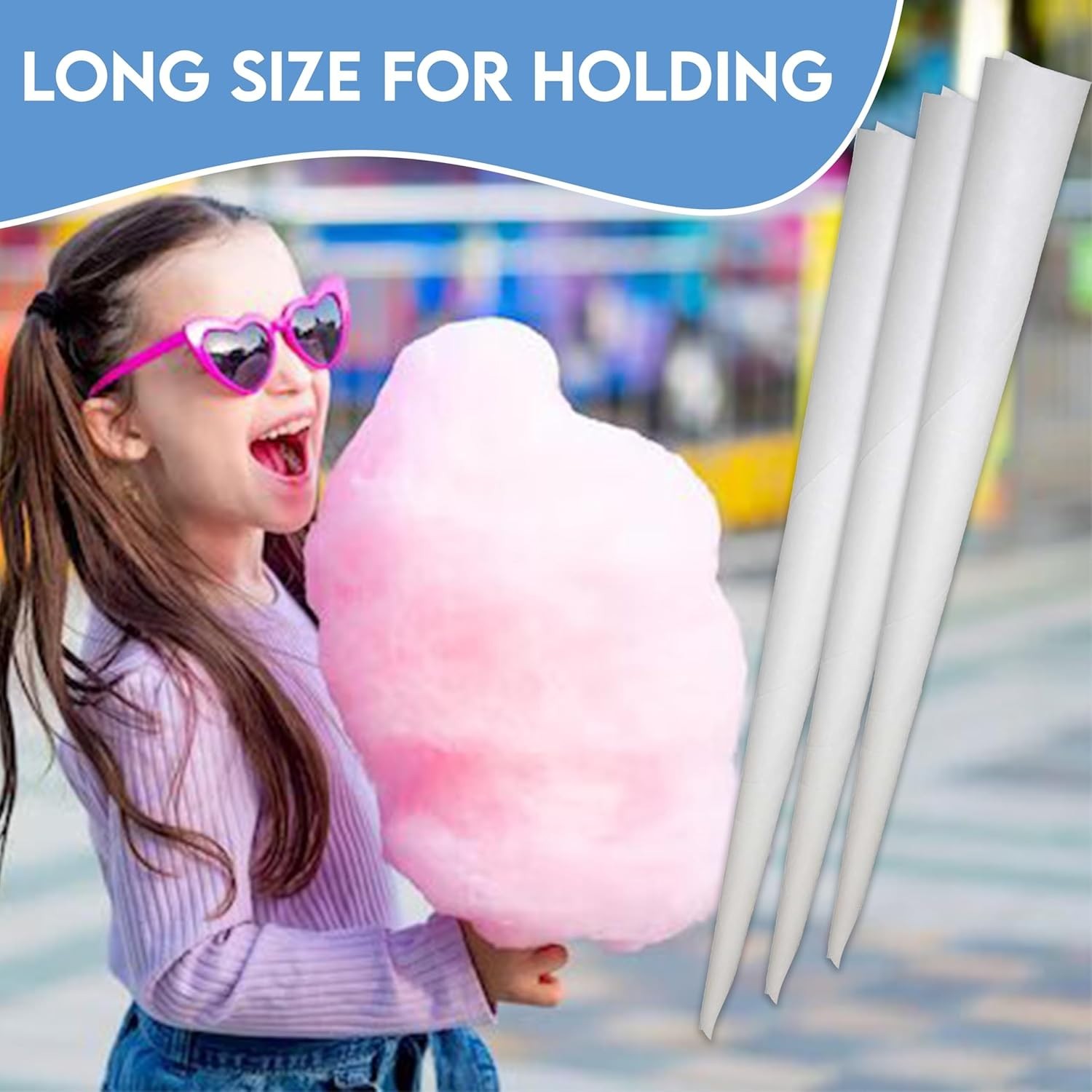 High-Quality 11 Inch Cotton Candy Cones – 100 Count for Sweet Celebrations