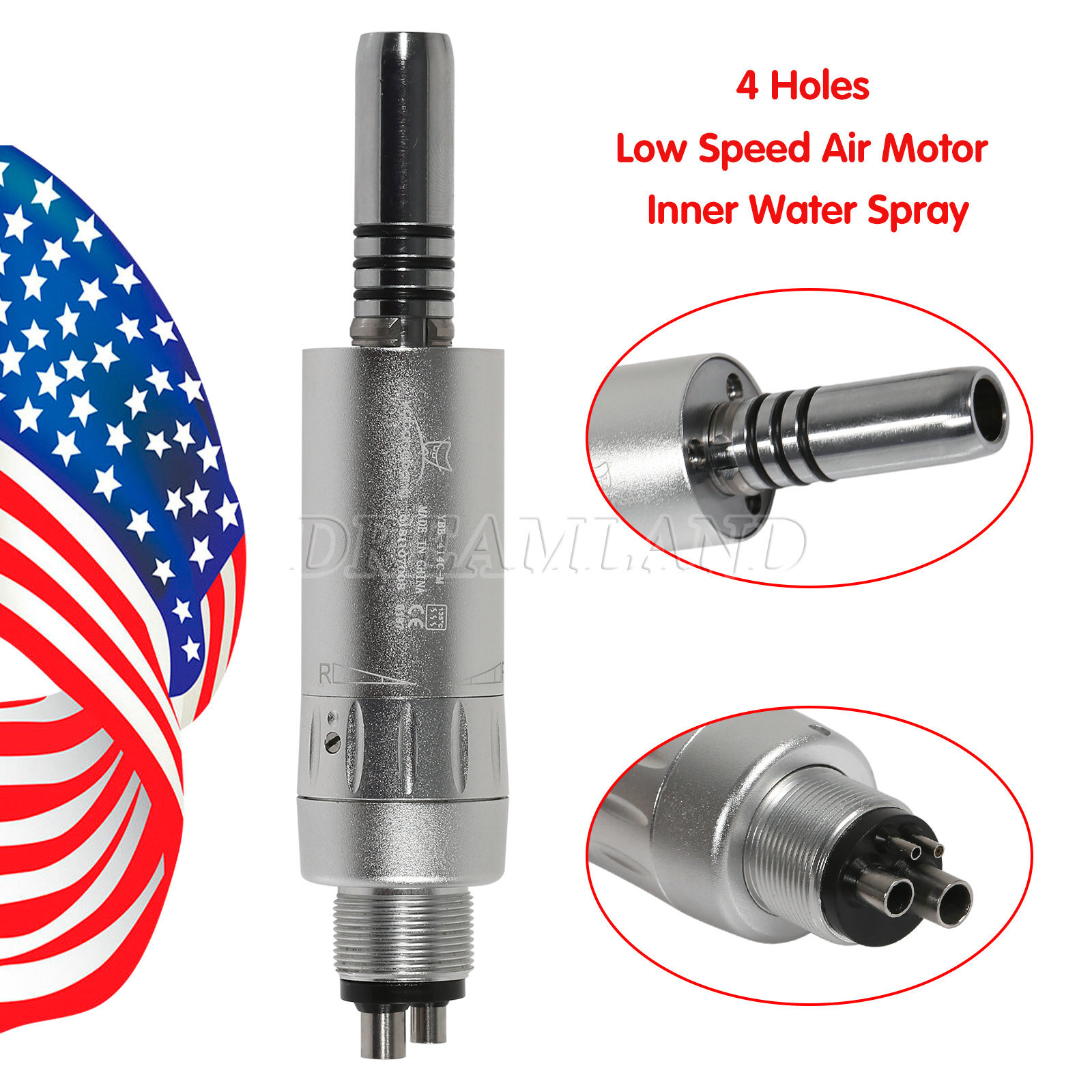 1-10x Dental Slow Speed Air Motor Handpiece Inner Water Spray 4Hole