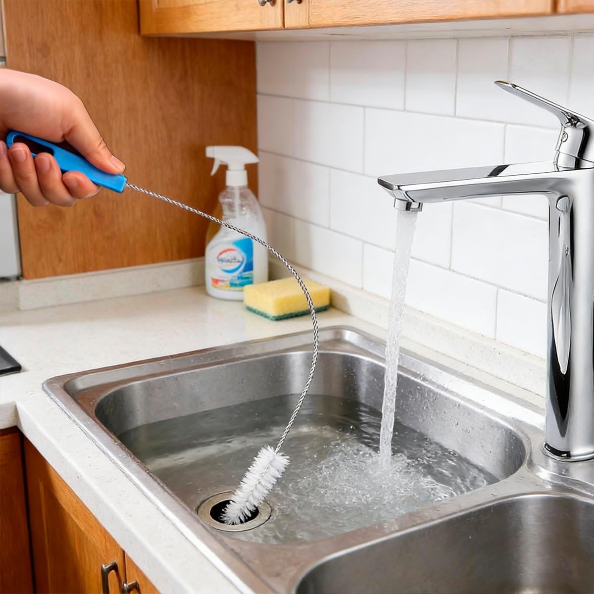 Flexible Drain Cleaning Brush Set, Long Pipe Cleaner for Kitchen Sink, Shower…