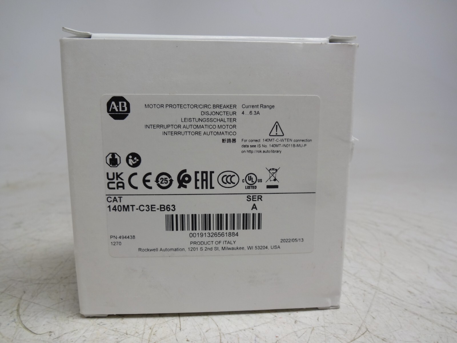 Allen-Bradley 140MT-C3E-B63 Motor Protection Breaker AB 140MT-C3E-B63 USA