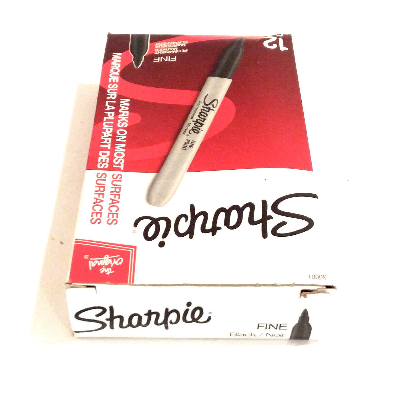 12 Sharpie 30001 BLACK Permanent Markers Fine Point Tip NEW BLIND SHIP AVAILABLE