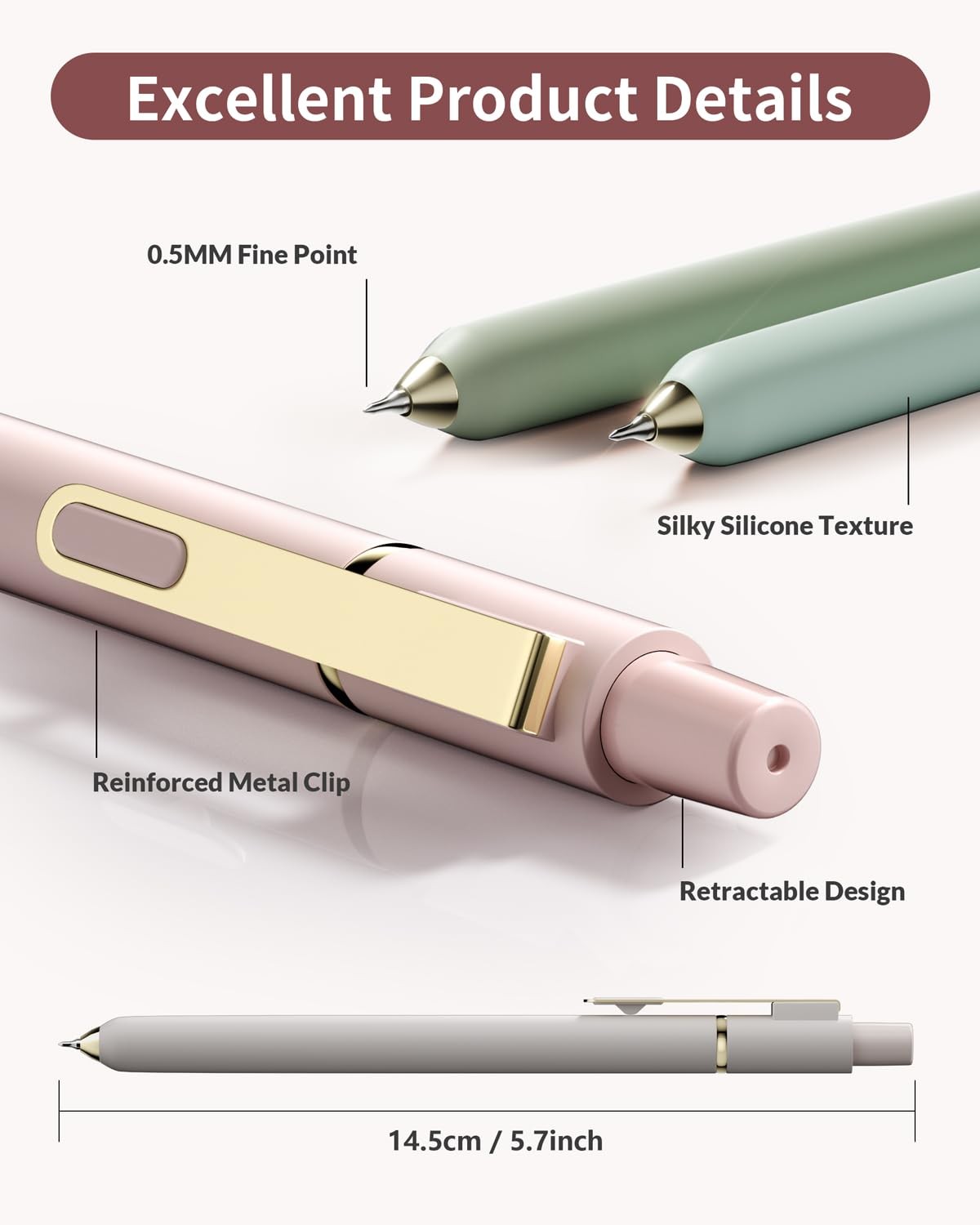 SUNEE Gel Pens, 6 Pack 0.5mm Pens Fine Point 1 Count (Pack of 6), Morandi