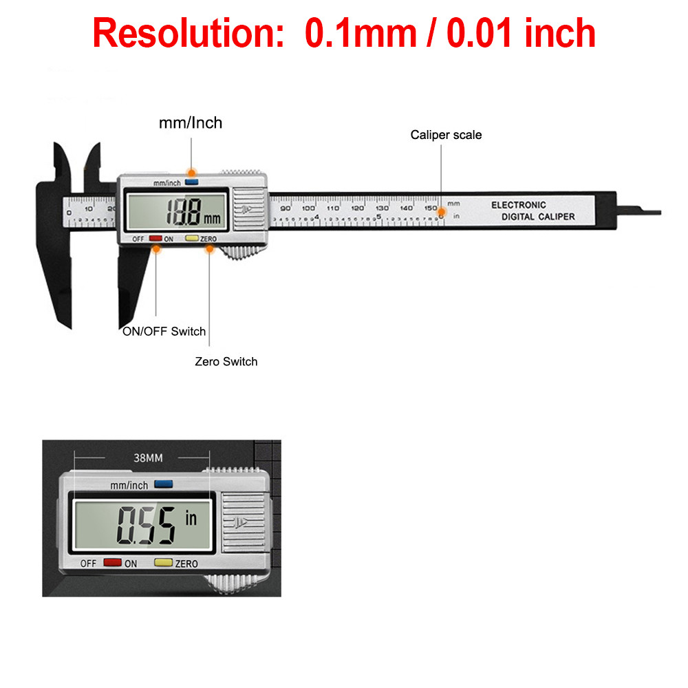 150mm Digital Caliper 6″ Micrometer LCD Gauge Vernier Electronic Measuring Ruler