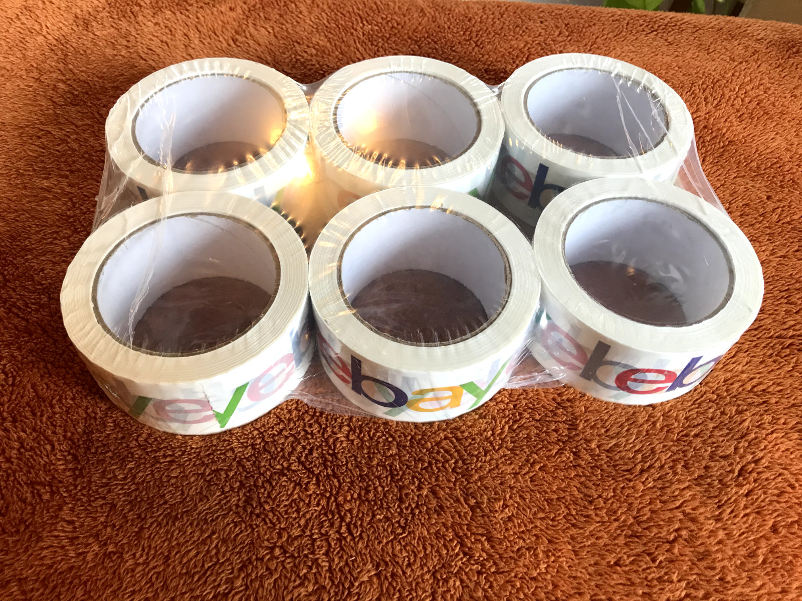6 Rolls EBAY BRANDED Packaging Tape Color Logo 2″ x 75 yards NEW SEALED