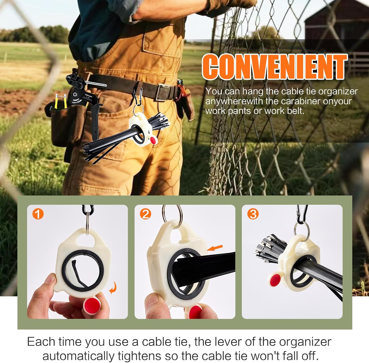 Stainless Steel Cable Tie Gun Kit：With 300Pcs Uv Resistant Black Metal Zip Ties