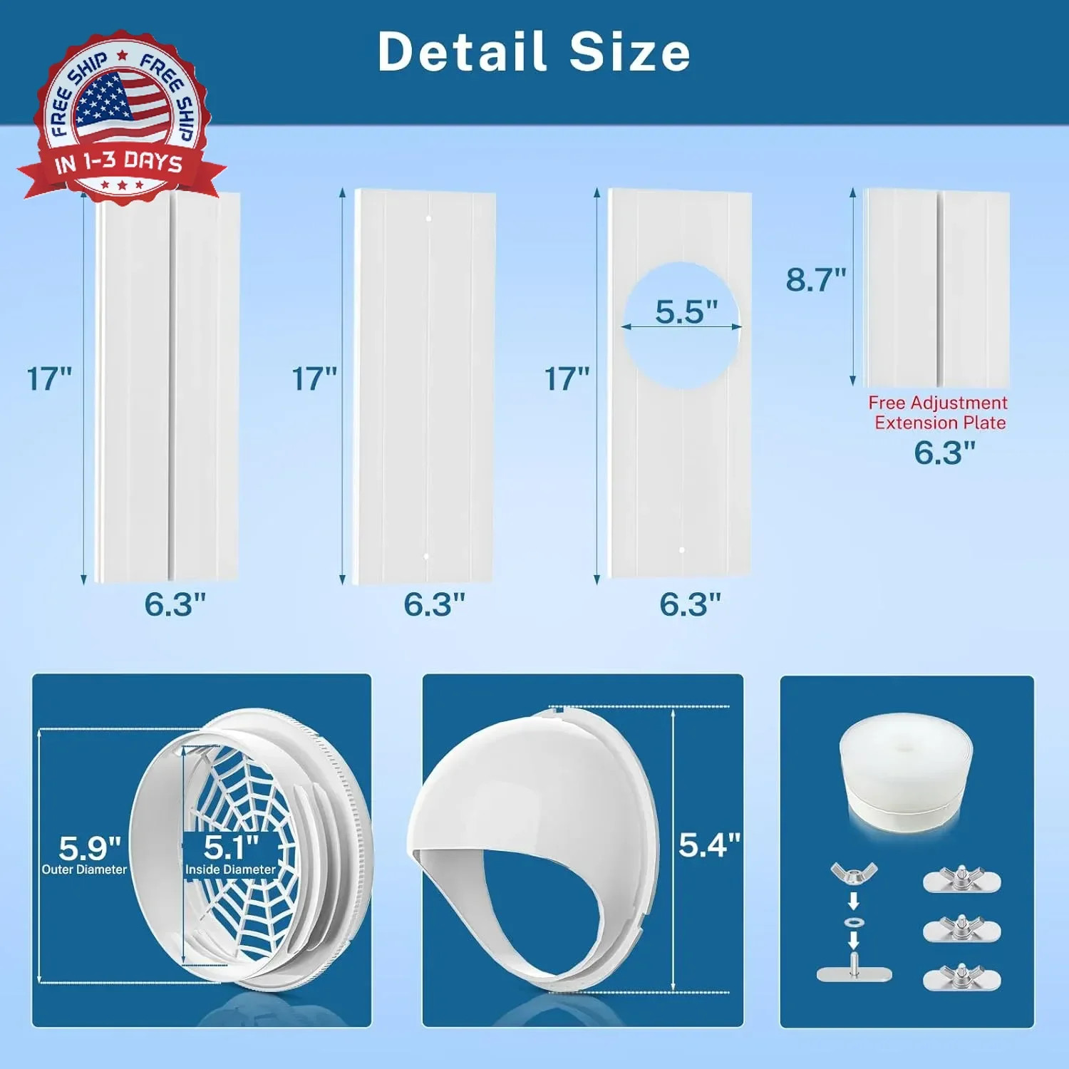 Insputer Portable ac Window Vent Kit with Universal Coupler, New Adjustable Air