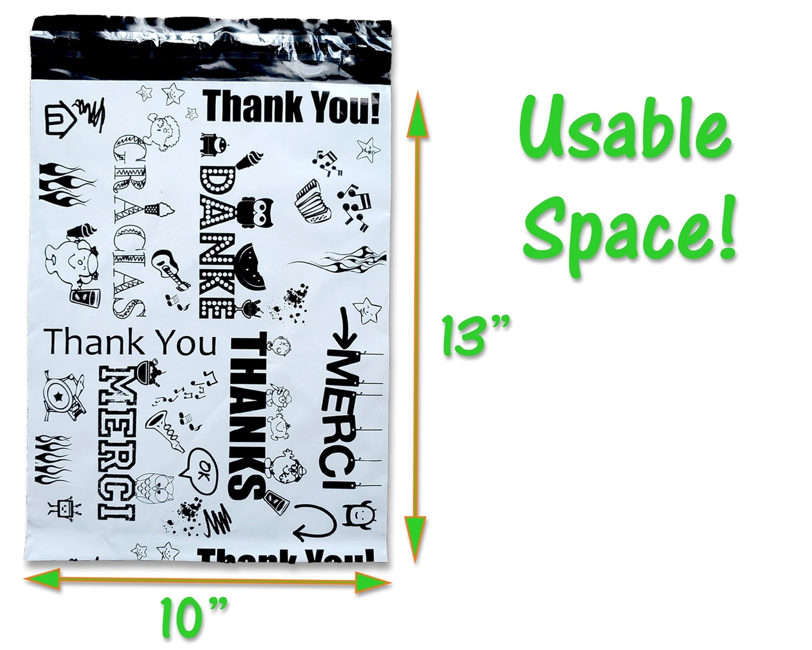 10 Designs! Ultimate Thank you Poly Mailers Collection, 10×13″ Combo, Self Seal