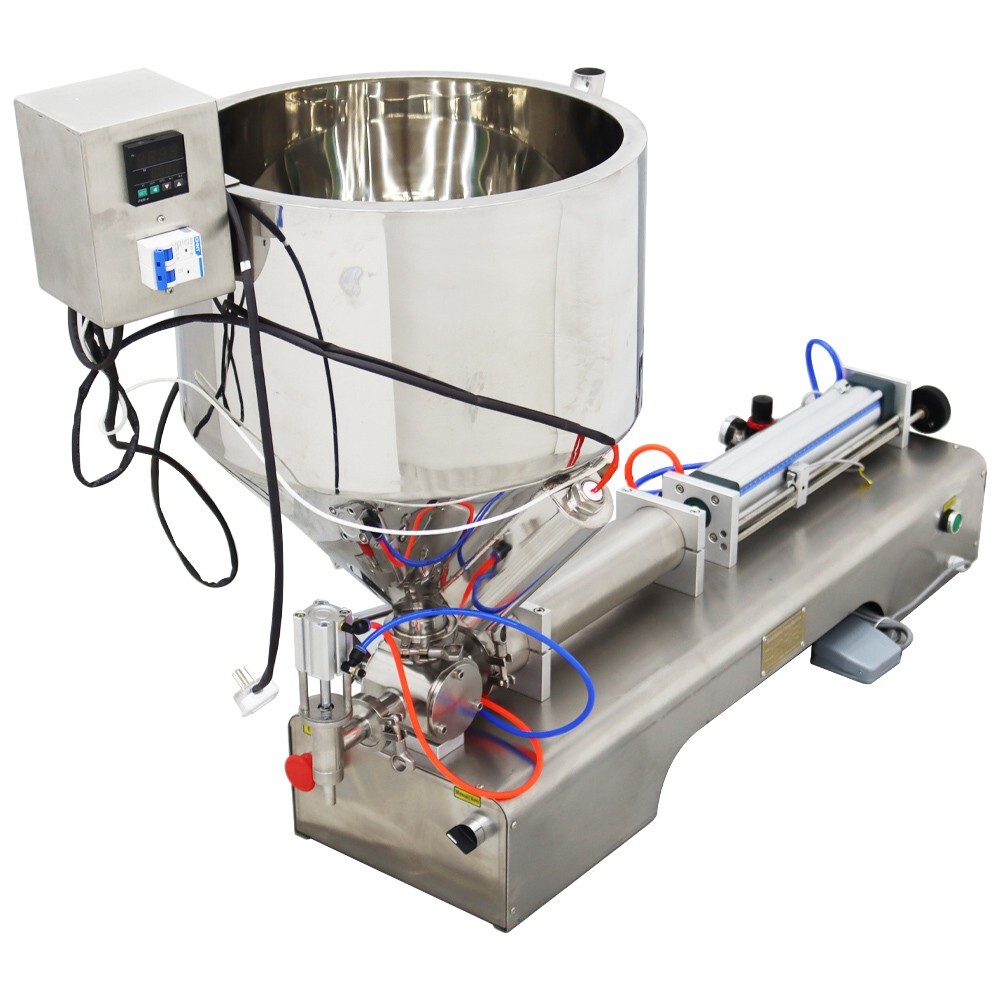 100-1000ml Pneumatic Paste Liquid Heating Filling Machine 1 Nozzle Piston Filler