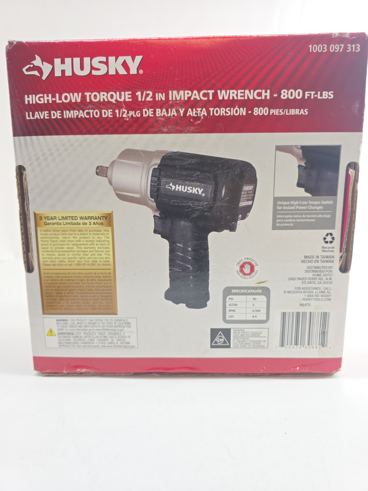 Husky H4470 1/2″ Impact Wrench – Black