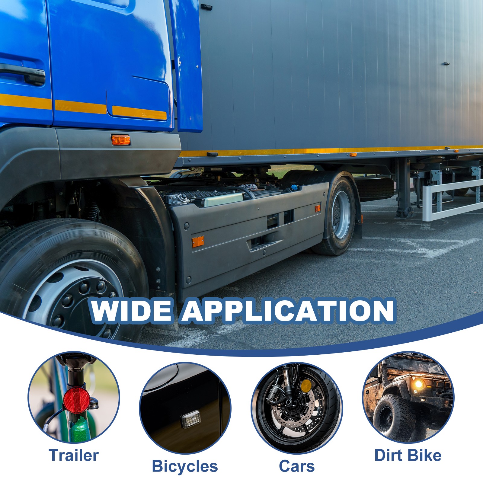 2PACK Rectangle Rear Reflectors Safety Reflective Warning Plastic White