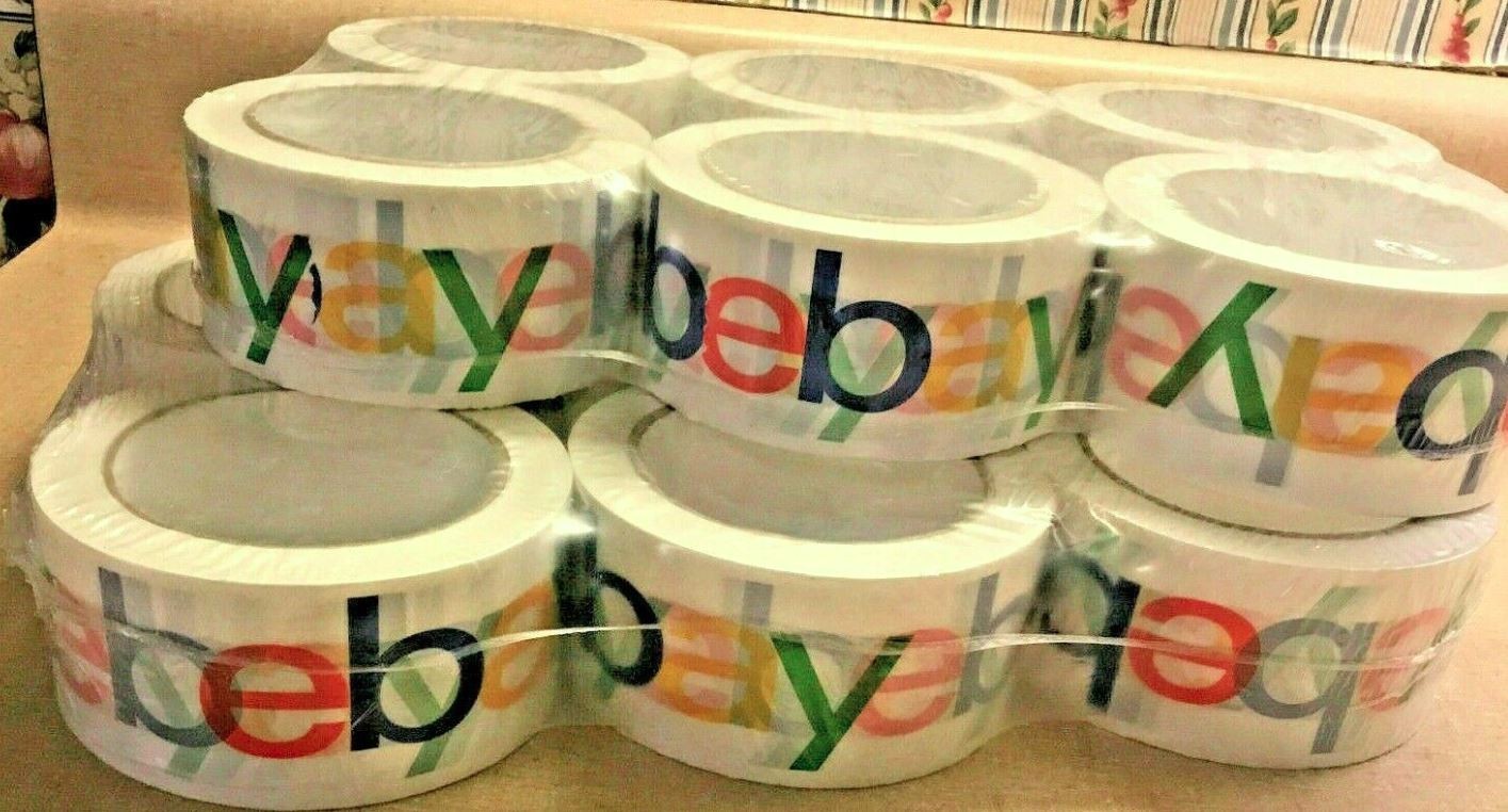 6 Rolls eBay Branded BOPP Shipping Tape Black Logo 2 inches x 75 Yards