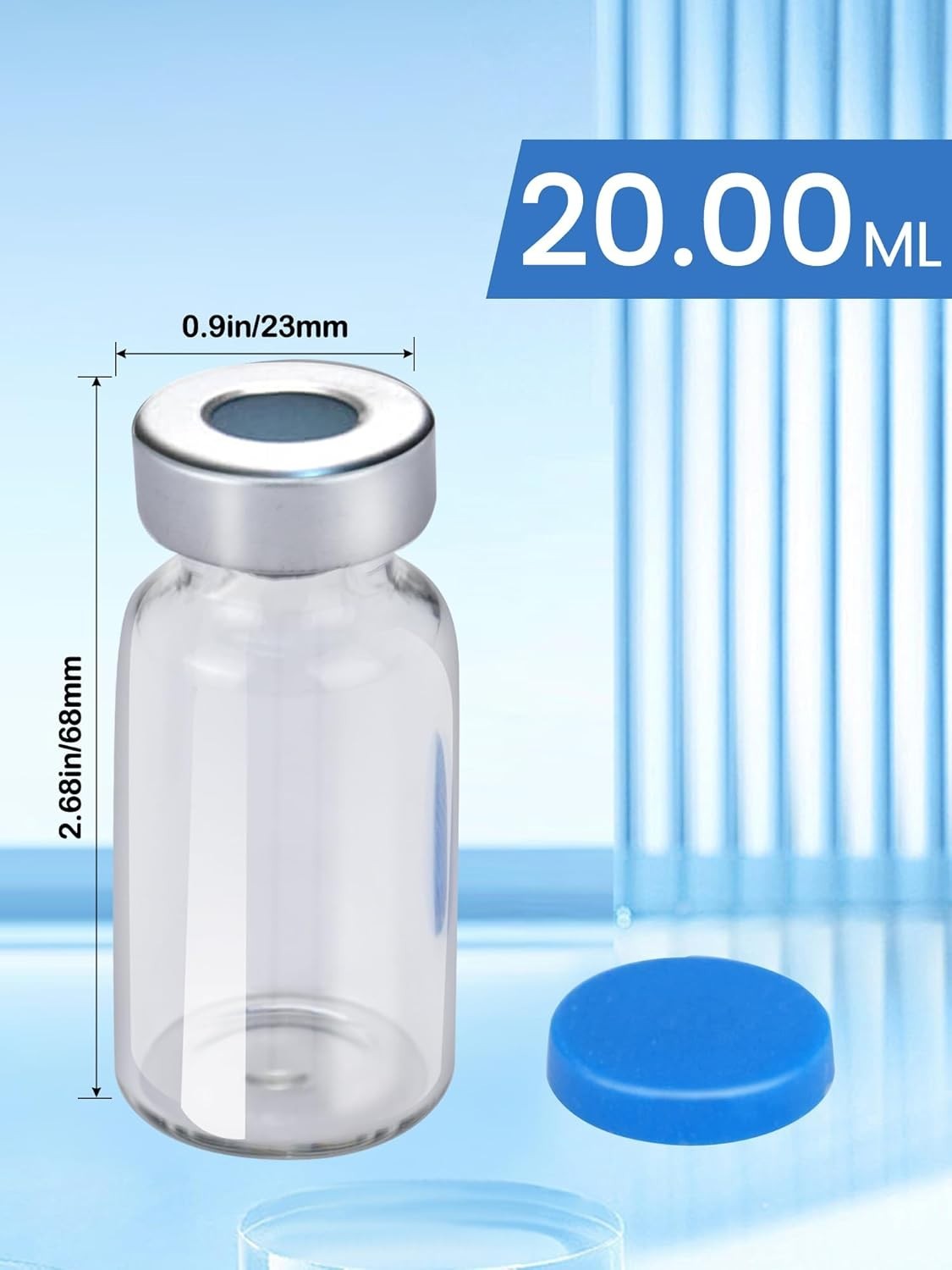 Pack of 10 Sterile 20ml Borosilicate Glass Vials with Innovative Injection Ports