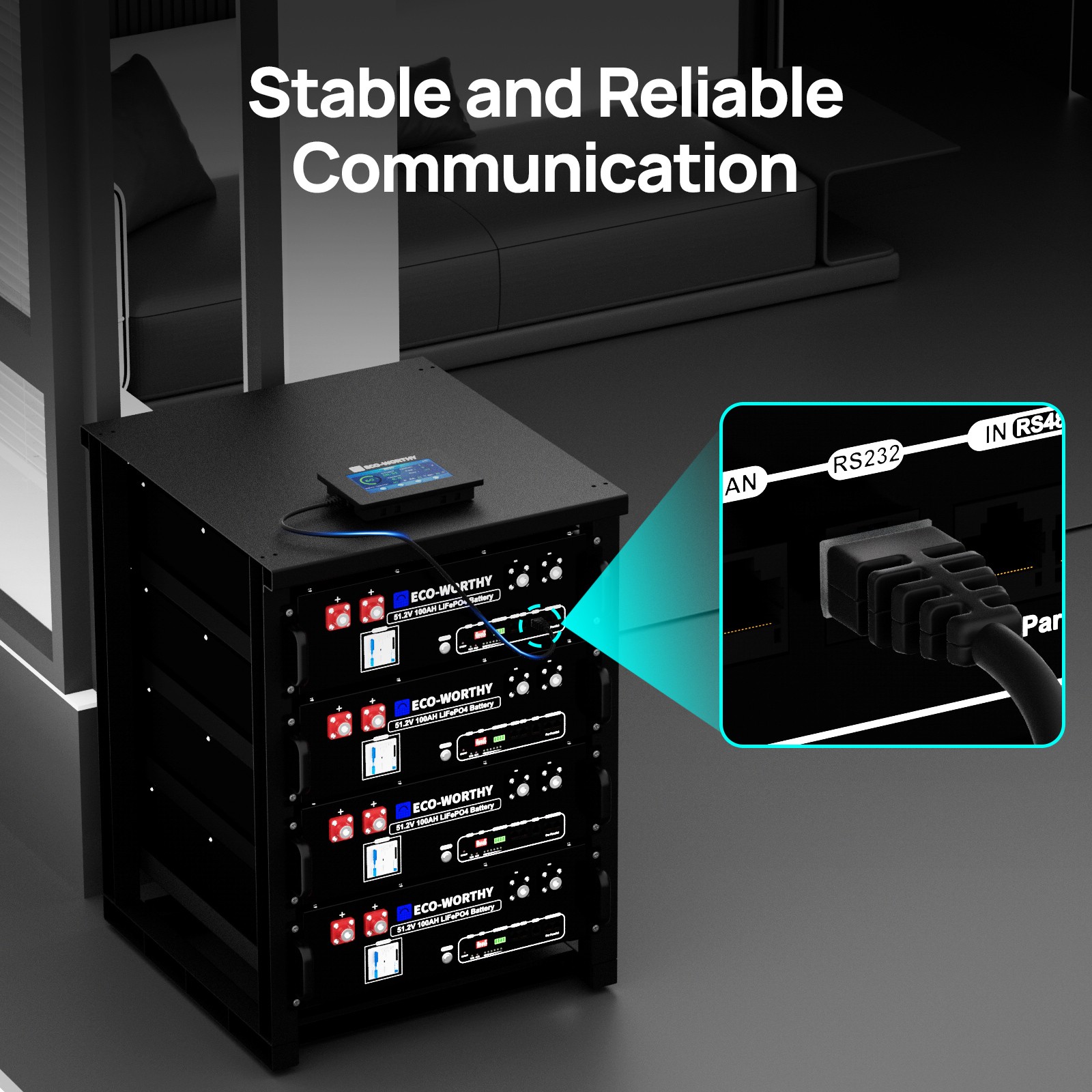 ECO-WORTHY 48V Battery Compatible Plug&Play Magnetic Mount Real-time Monitor