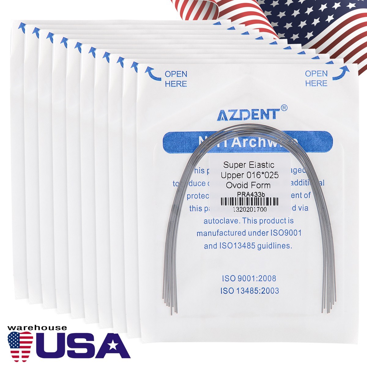 AZDENT Dental Ortho Super Elastic Rectangular Arch Wire Niti Ovoid upper/Lower