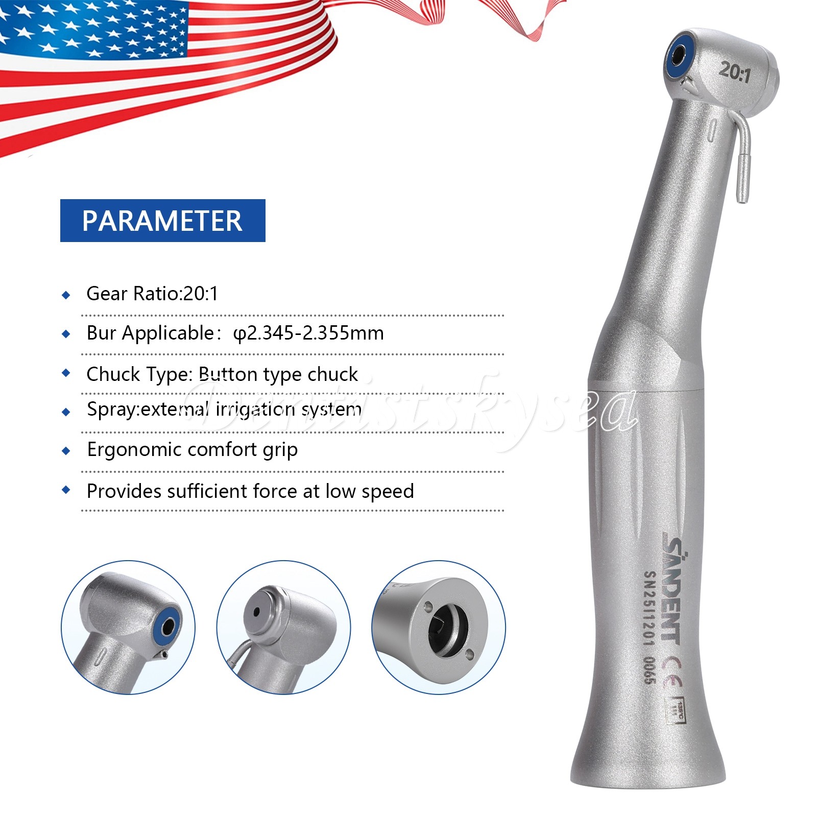 Dental Implant 20:1 Reduction Low Speed Contra Angle Handpiece Fit NSK E-type Y