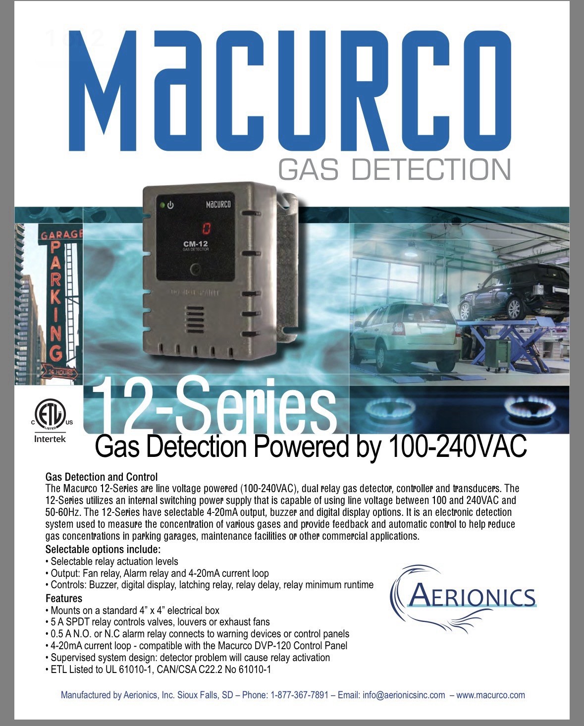 Macurco GD-12 Combustible Gas Detector 100-240V Methane Propane NEW 2025 Date