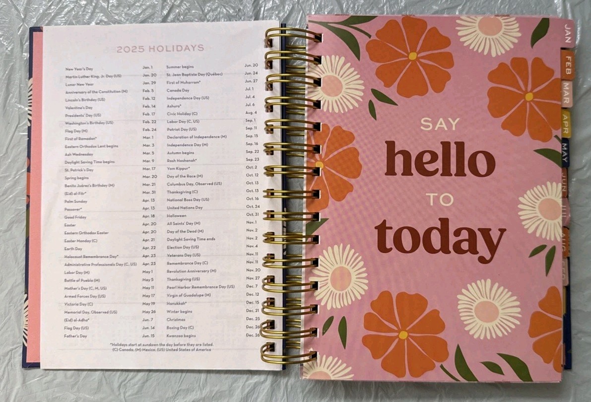 2025 Daily Planner Live In Full Bloom Clean New Pages FREE SHIPPING