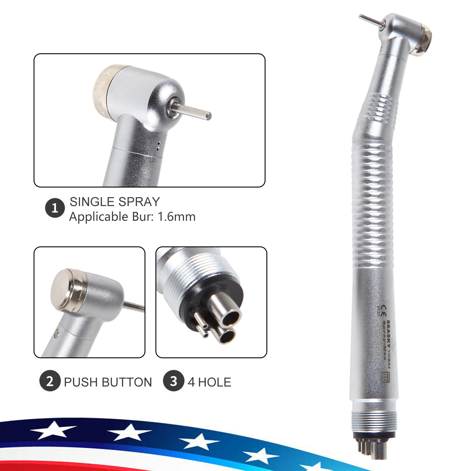 1-10 Packs Seasky Dental Turbine High Speed Handpiece 4Hole Fit NSK PANA MAX