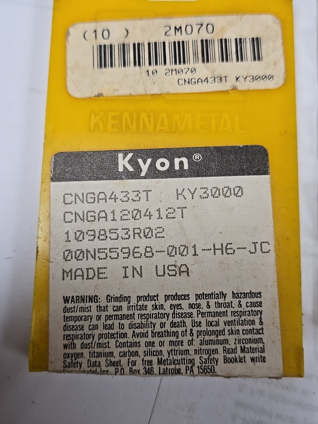 New Pack of 10 Kennametal Kyon CNGA433T KY3000 Ceramic Indexable Inserts