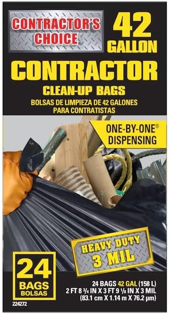 Contractor’s Choice 24-Count 42-Gallon Outdoor Clean Up Construction Trash Bags