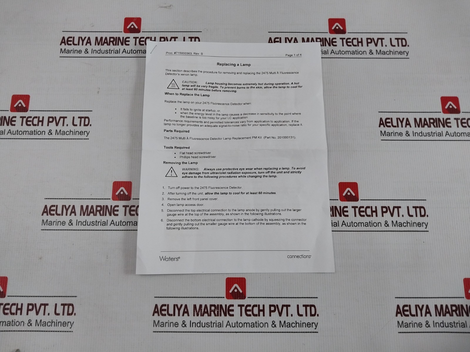 Waters 201000131 2475 Performance Maintenance Kit Rev D WAT070412