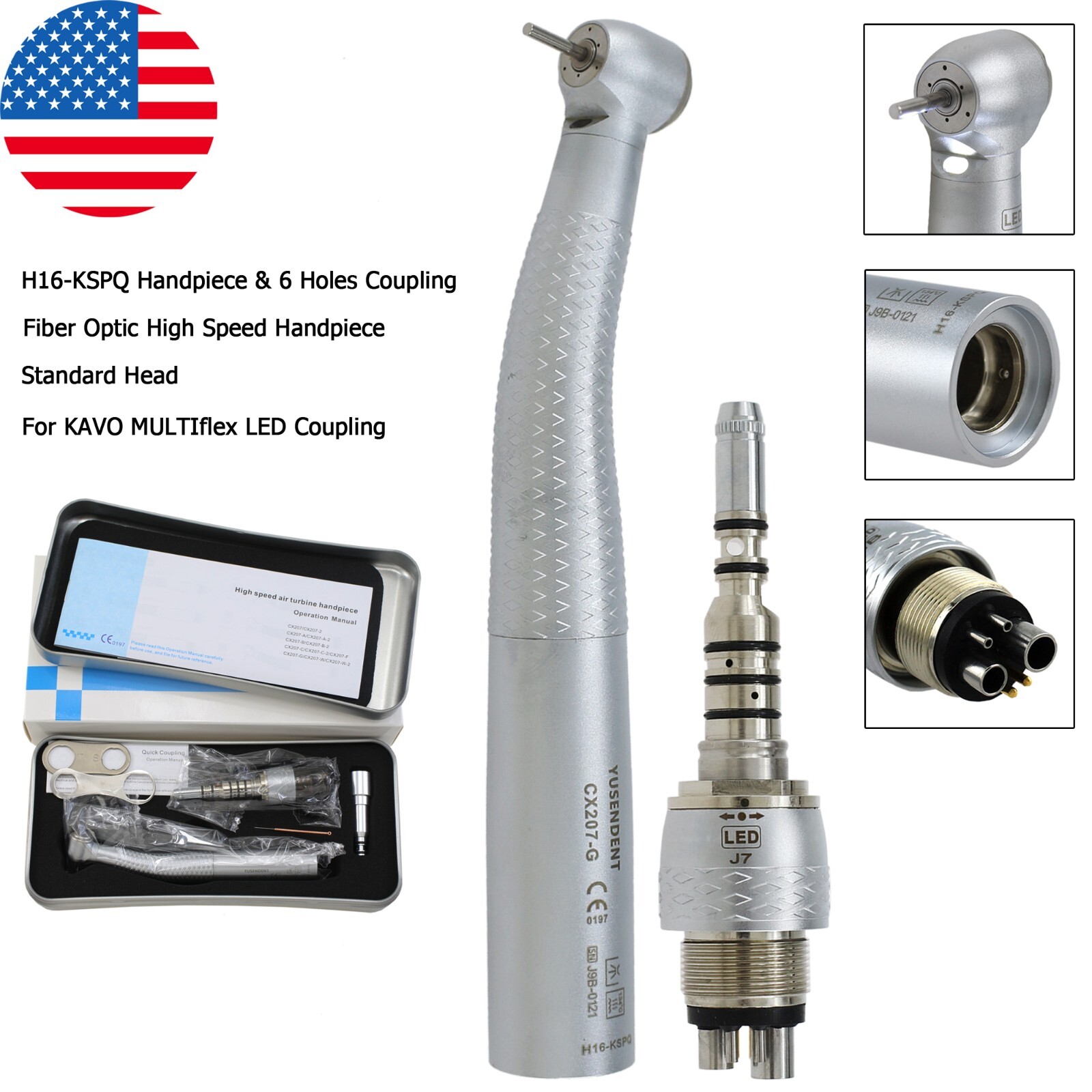 COXO Dental High Speed Handpiece Fiber Optic For KAVO MULTIflex Coupler 4 6 Hole
