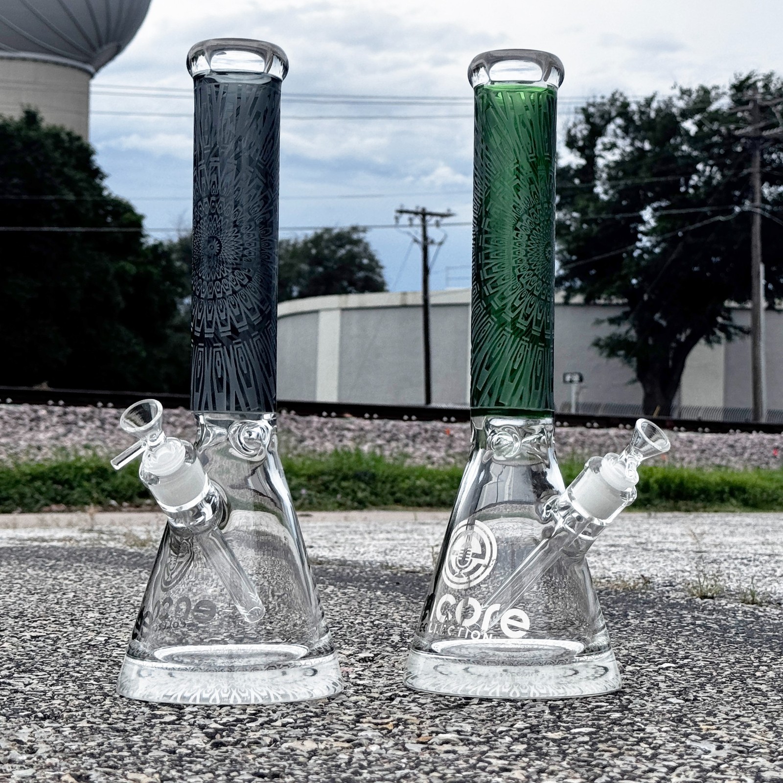 15″ Super Thick Color Sandblasted 50mm Bong Pounder Beaker Hookah Water Pipe