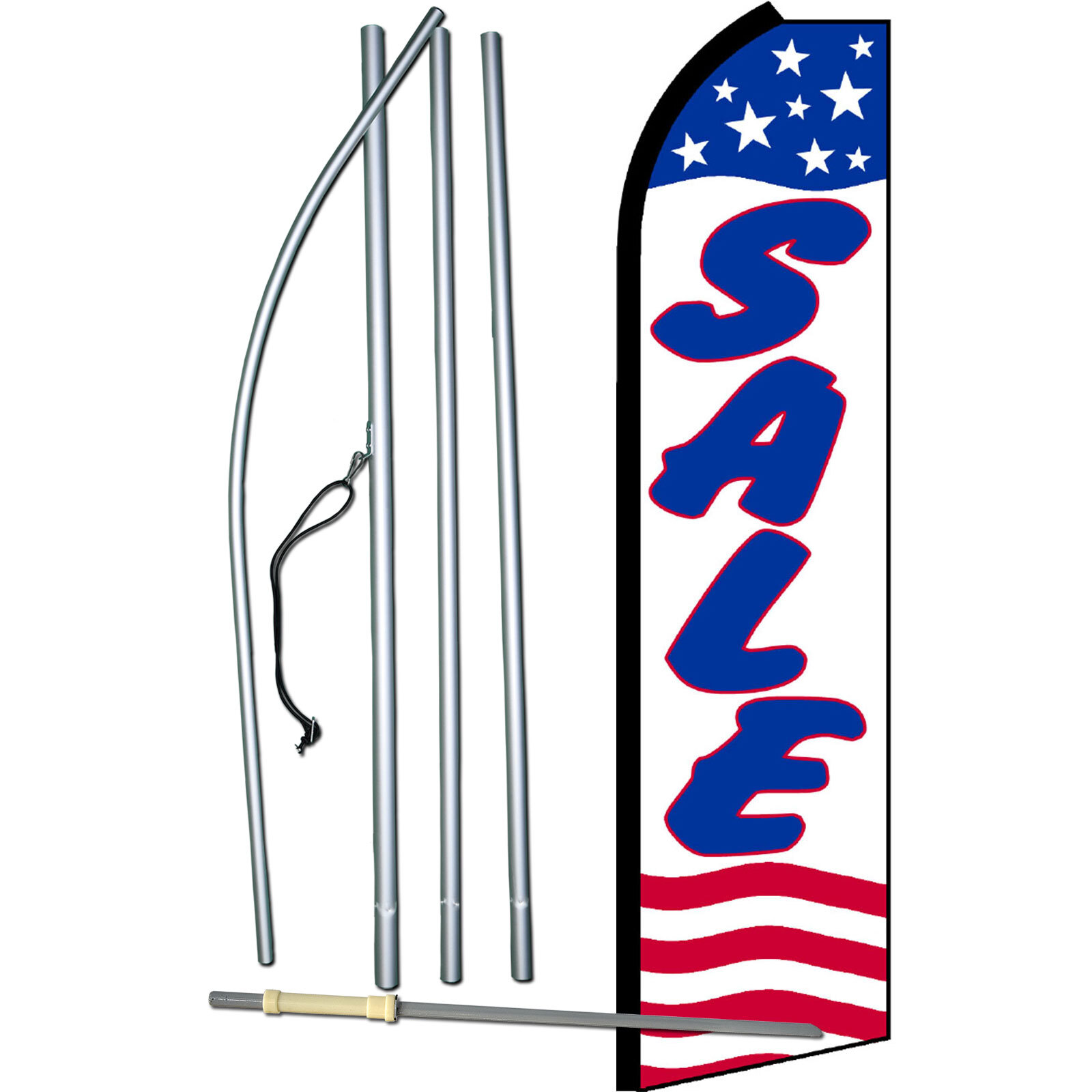 Sale Stars/Stripes Flag with Flag Pole and Spike