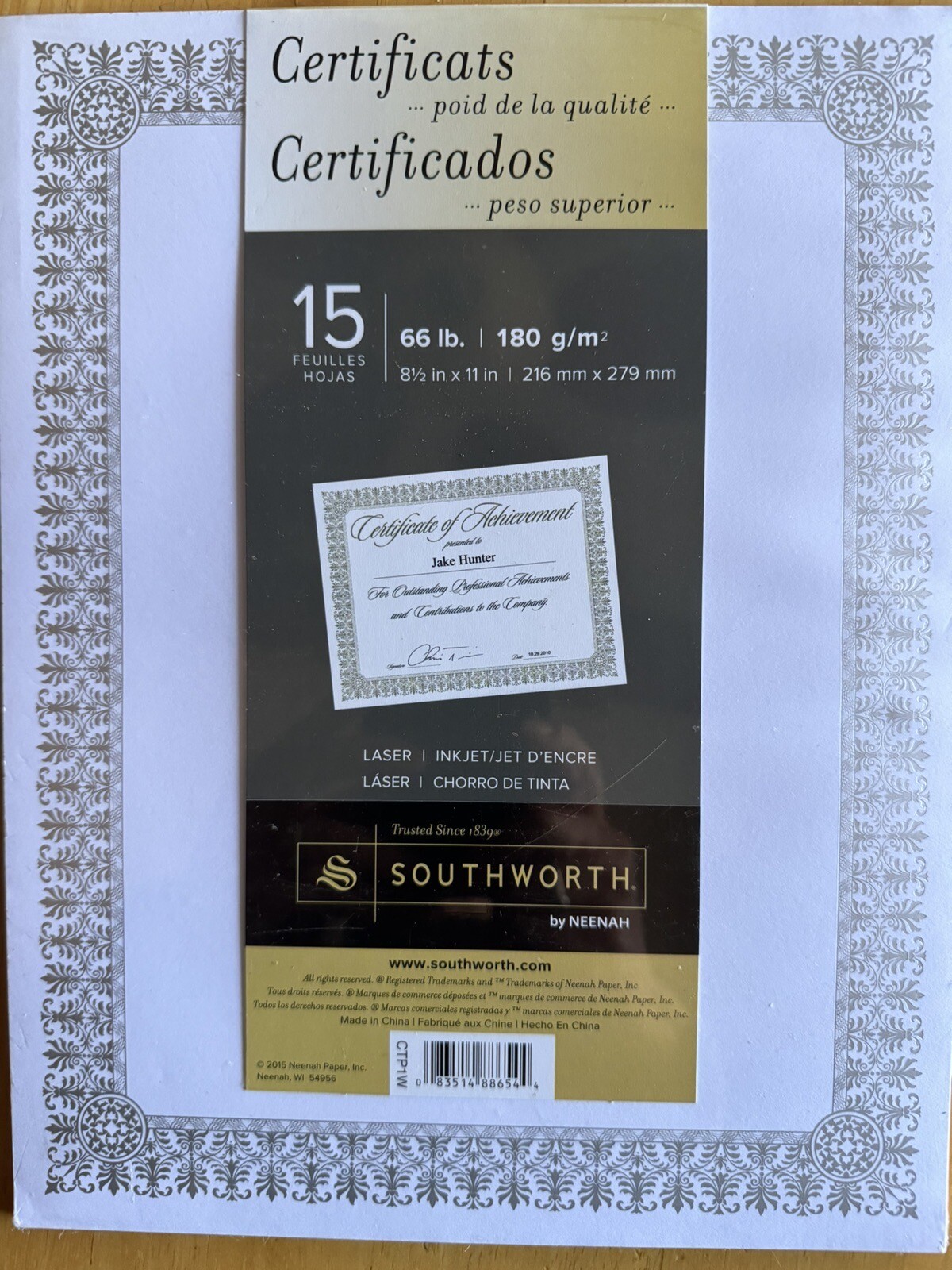 Southworth Fleur Design 15 Premium Certificates – 8.50″ X 11″ – Inkjet, Laser