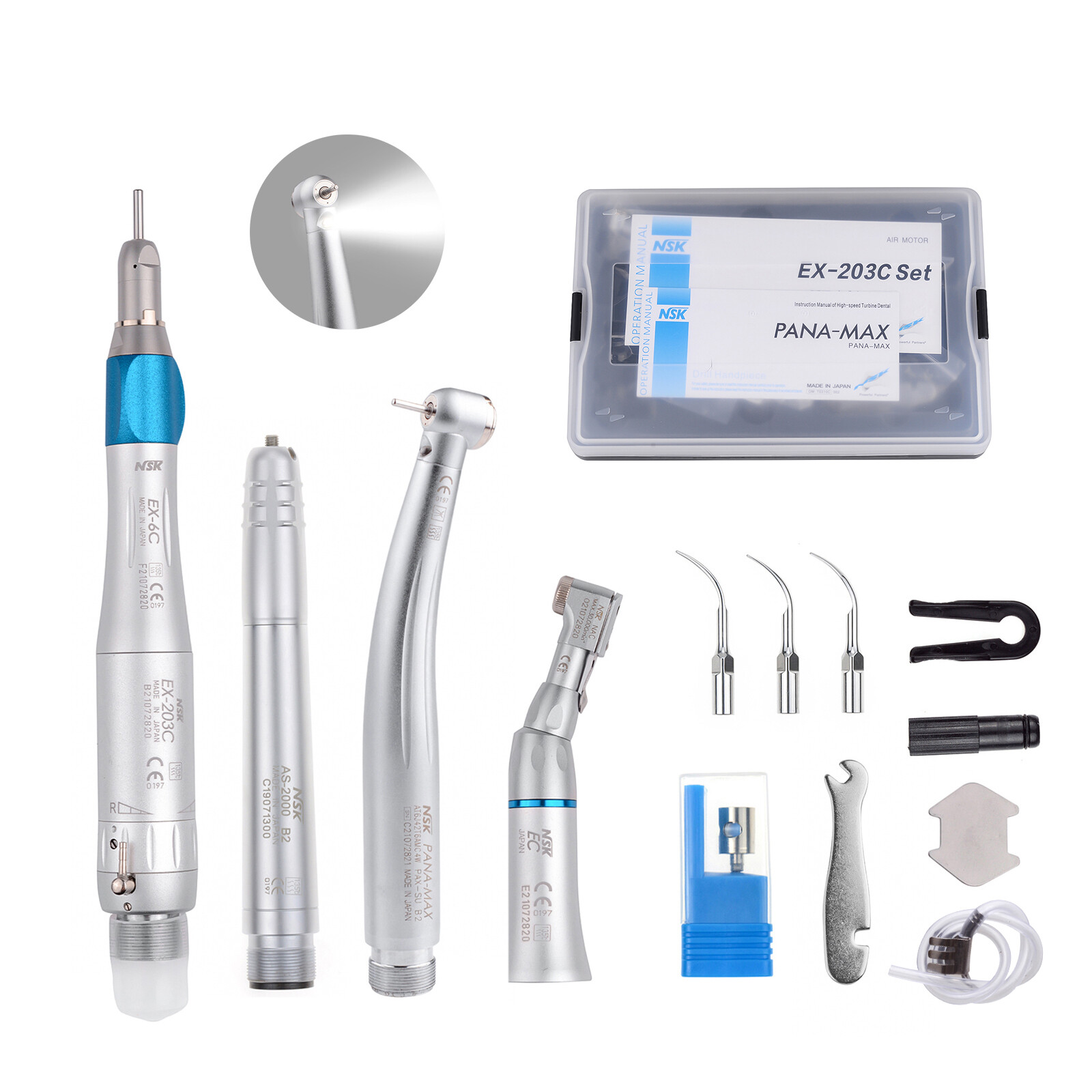 NSK Type Dental PANA MAX LED High Speed Handpiece+Air Scaler+EX203C Low Speed US