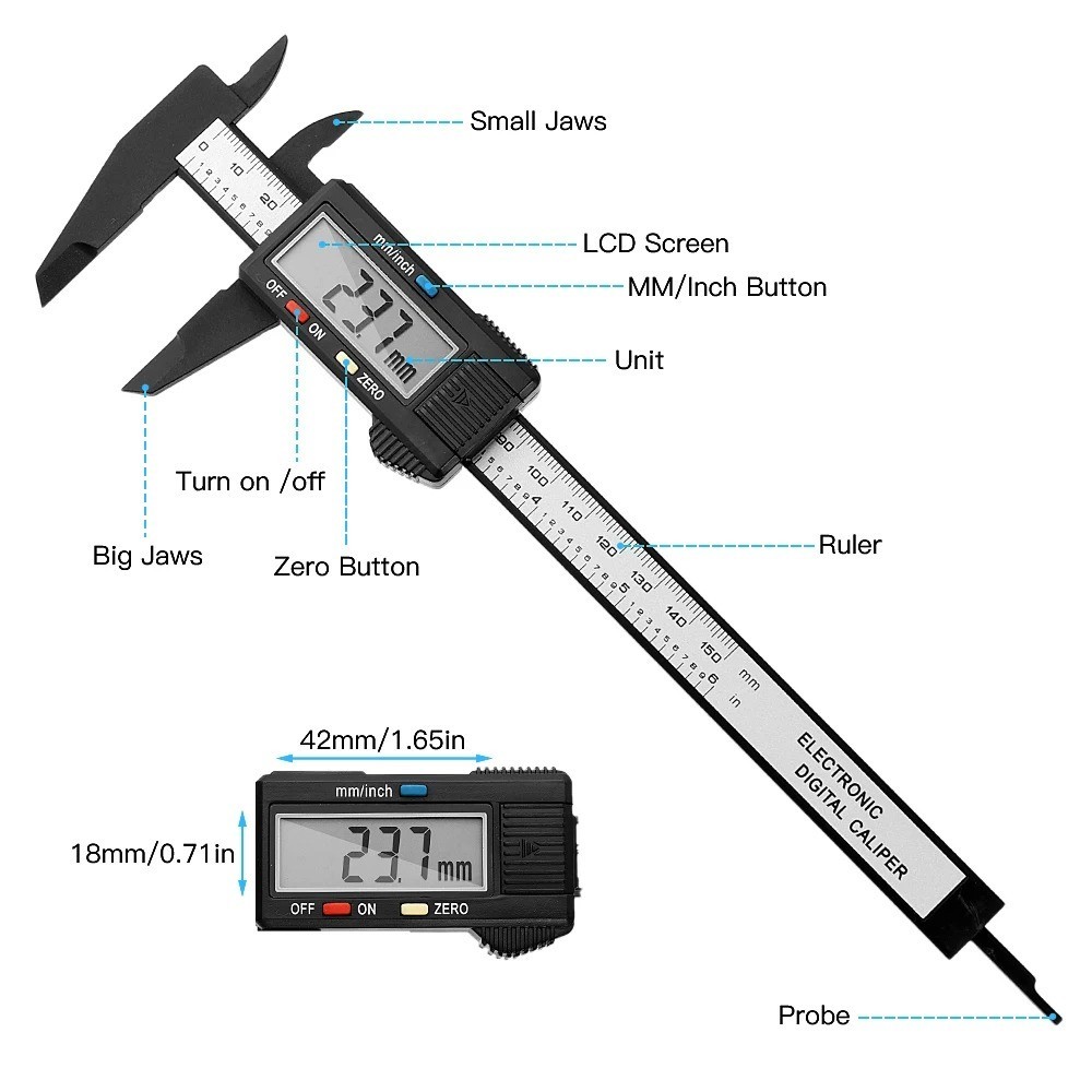 6″ 150mm Digital Caliper Micrometer LCD Gauge Vernier Electronic Measuring Tool
