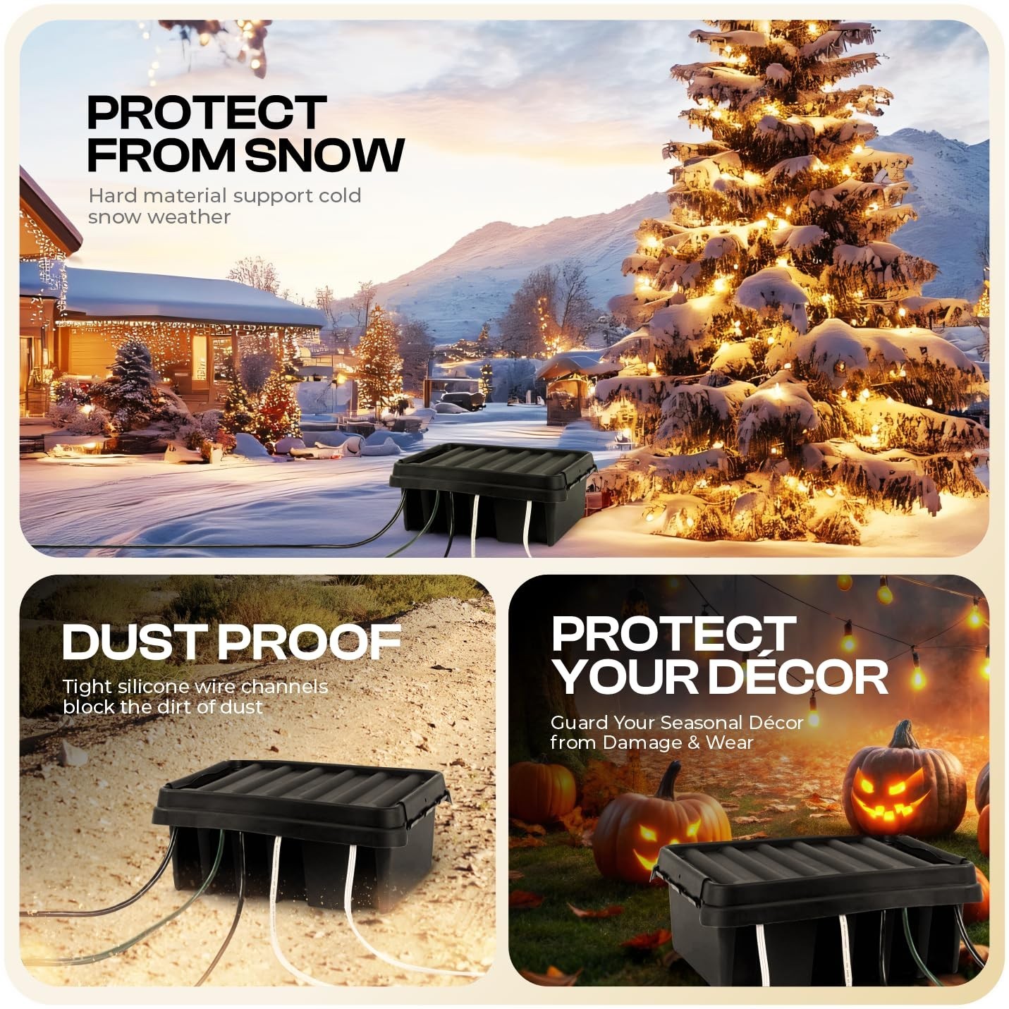 Weatherproof Power Cord Connection Box for Indoor and Outdoor Use, Medium Size