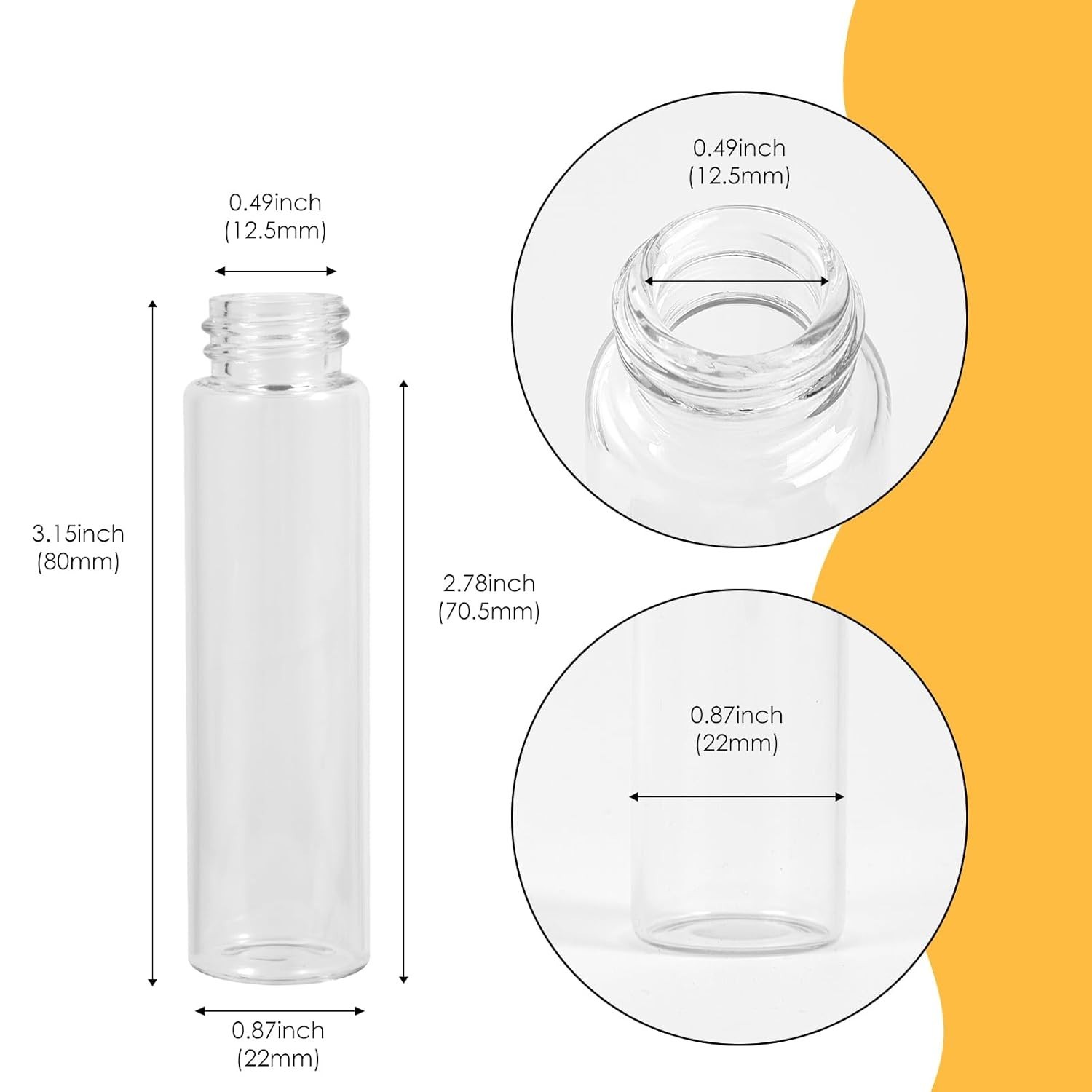 Durable 20ml Borosilicate Glass Vials – Leak-Proof with Caps & Stoppers (12PCS)