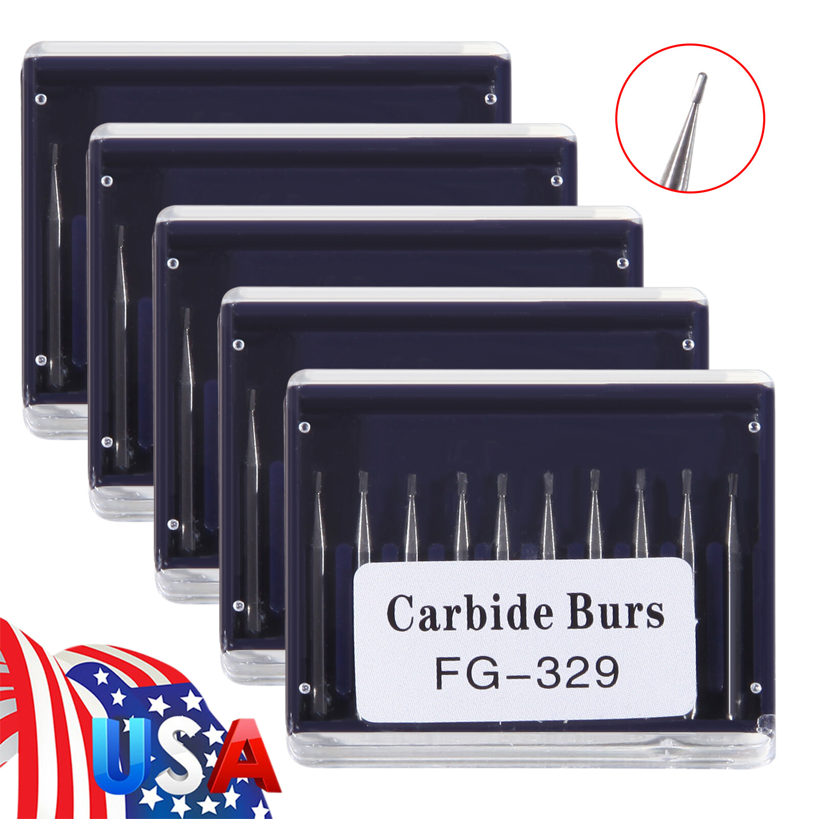Dental Carbide Burs FG 329 Pear For High Speed Handpiece Friction Grip